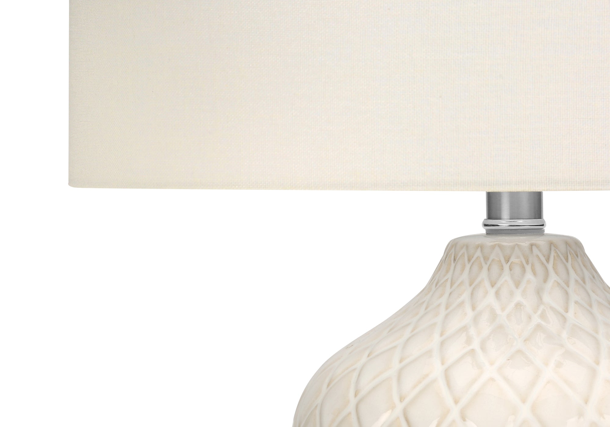 LIGHTING - 25"H TABLE LAMP CREAM CERAMIC / IVORY SHADE # I 9707