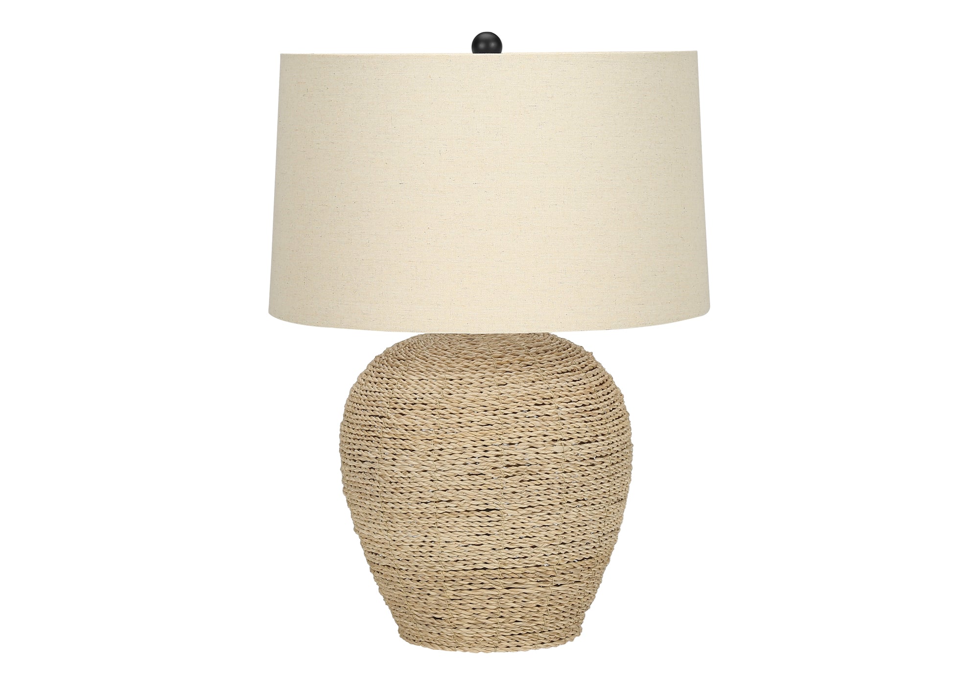 LIGHTING - 25"H TABLE LAMP BEIGE RATTAN / BEIGE SHADE # I 9713