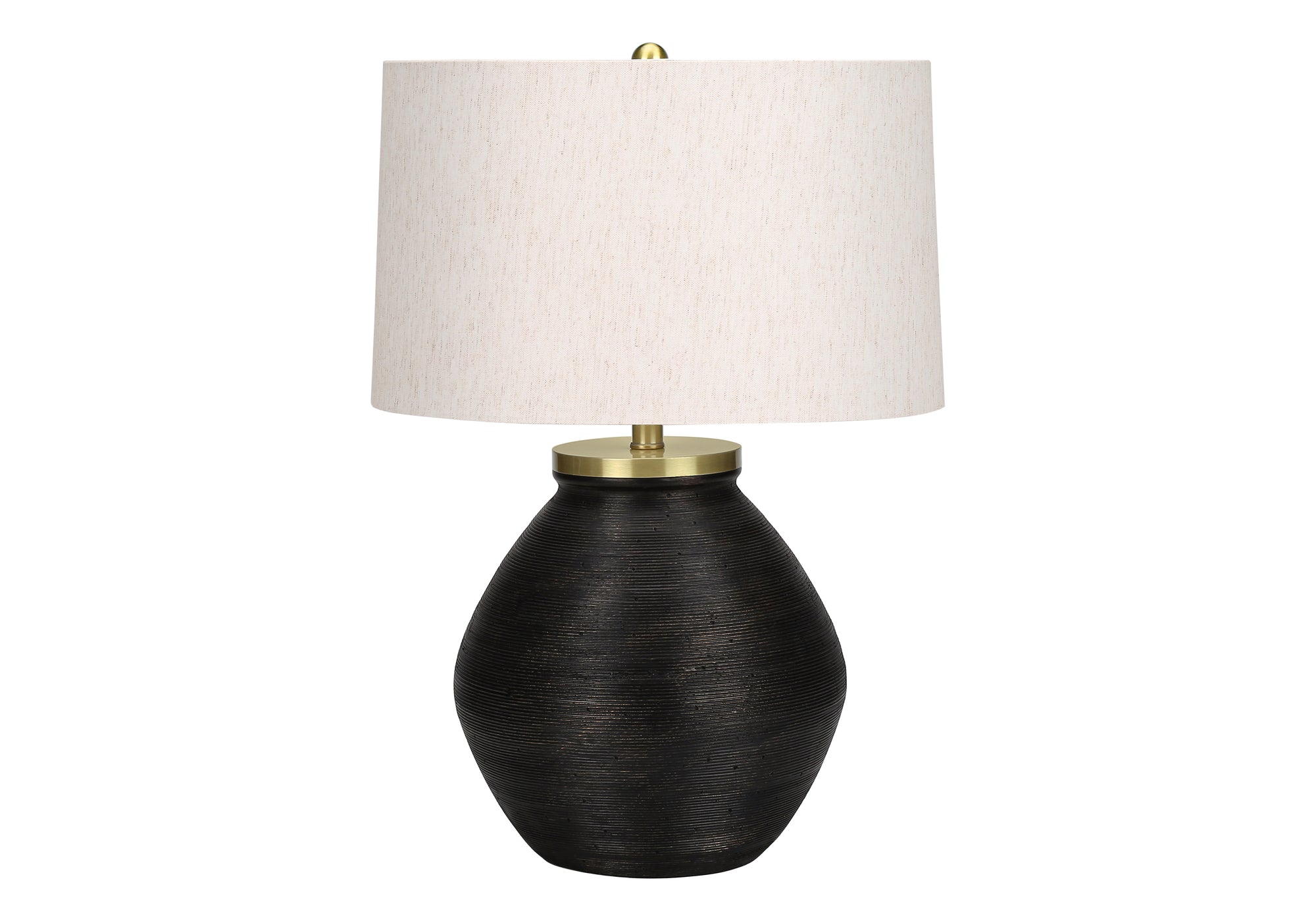 LIGHTING - 25"H TABLE LAMP BLACK CONCRETE / IVORY SHADE # I 9715