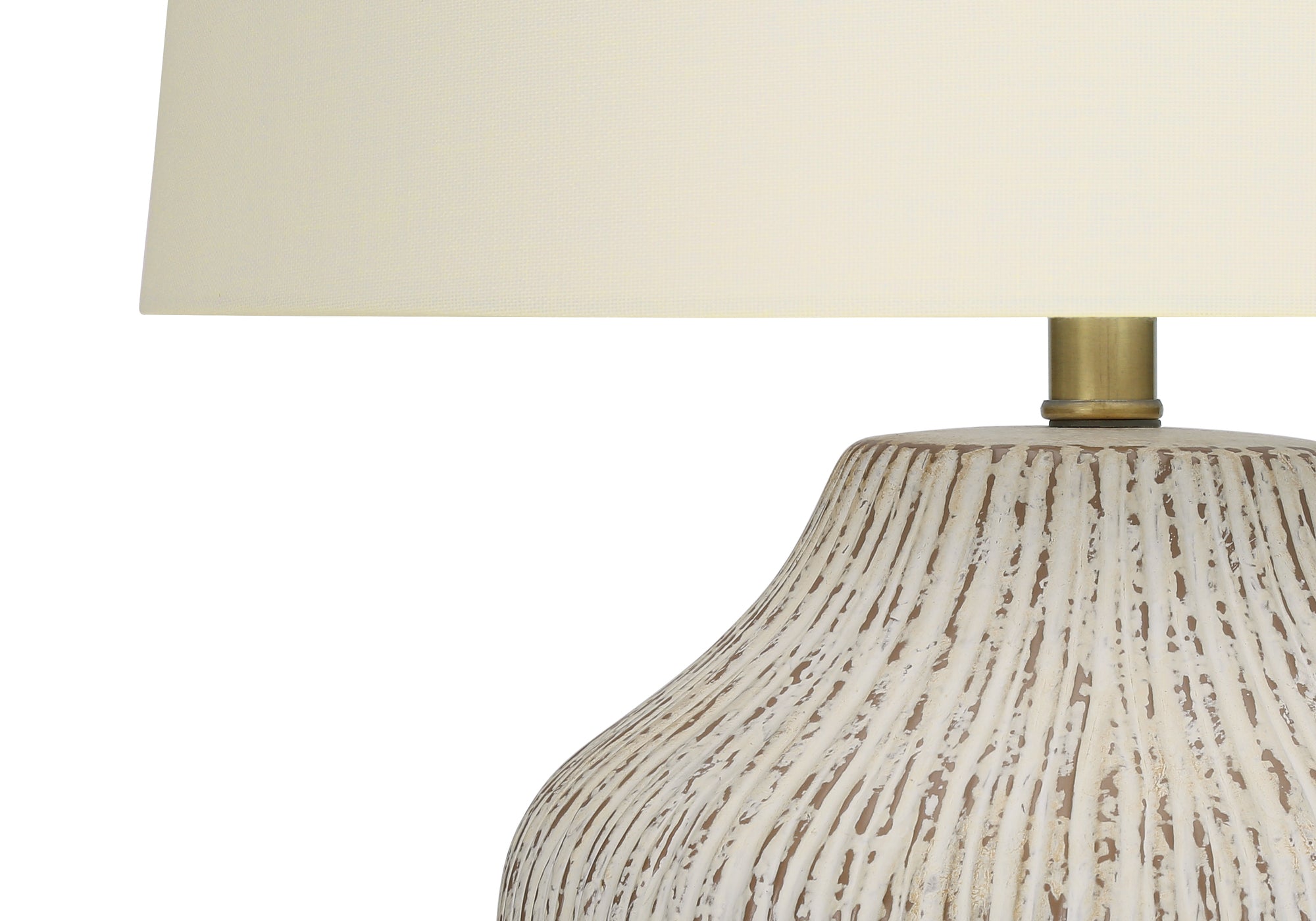 LIGHTING - 26"H TABLE LAMP CREAM CERAMIC / IVORY SHADE # I 9719