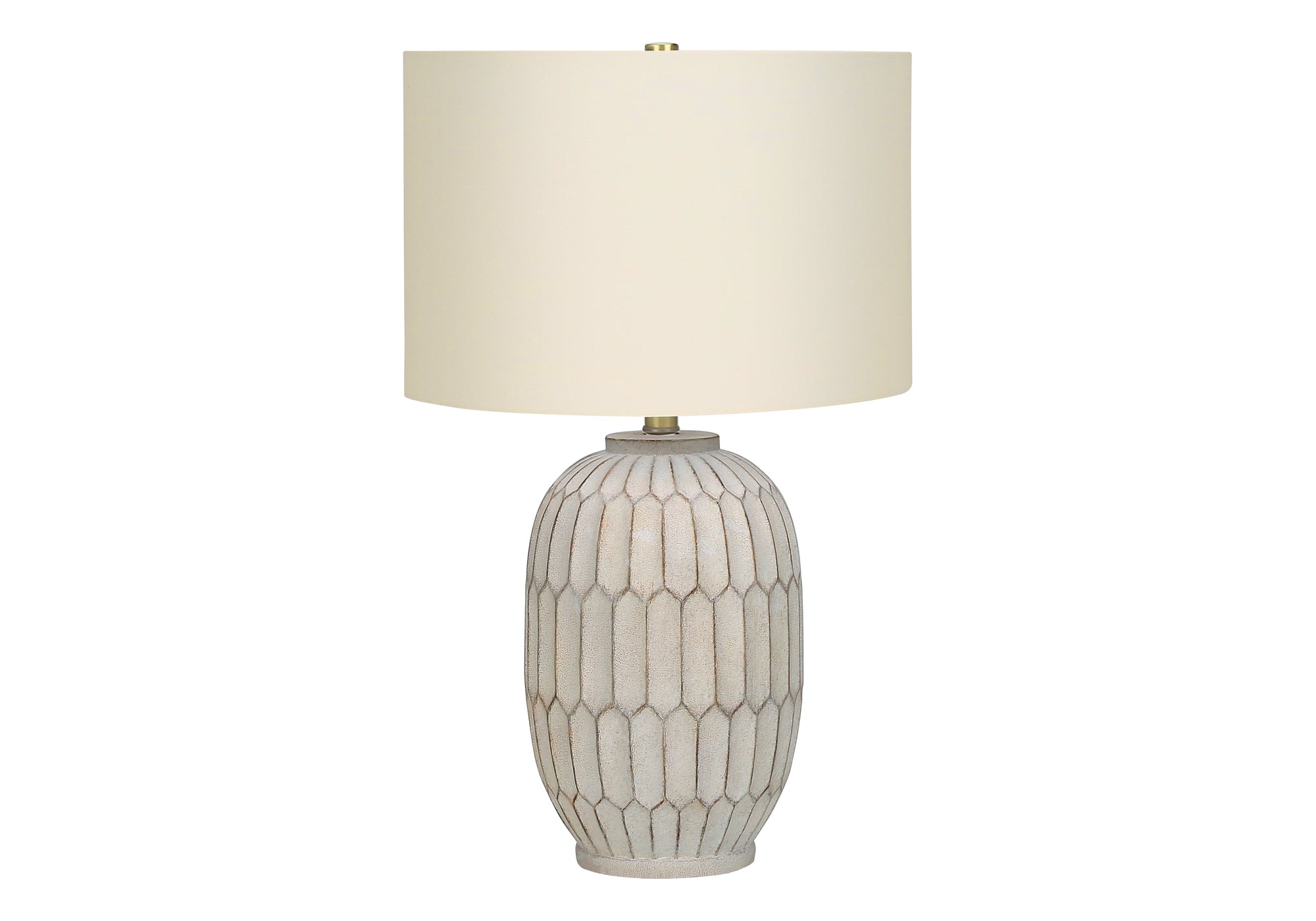 LIGHTING - 24"H TABLE LAMP CREAM RESIN / IVORY SHADE # I 9720