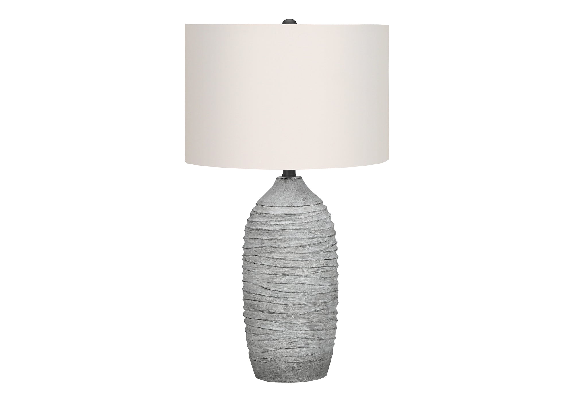 LIGHTING - 27"H TABLE LAMP GREY RESIN / IVORY SHADE # I 9723