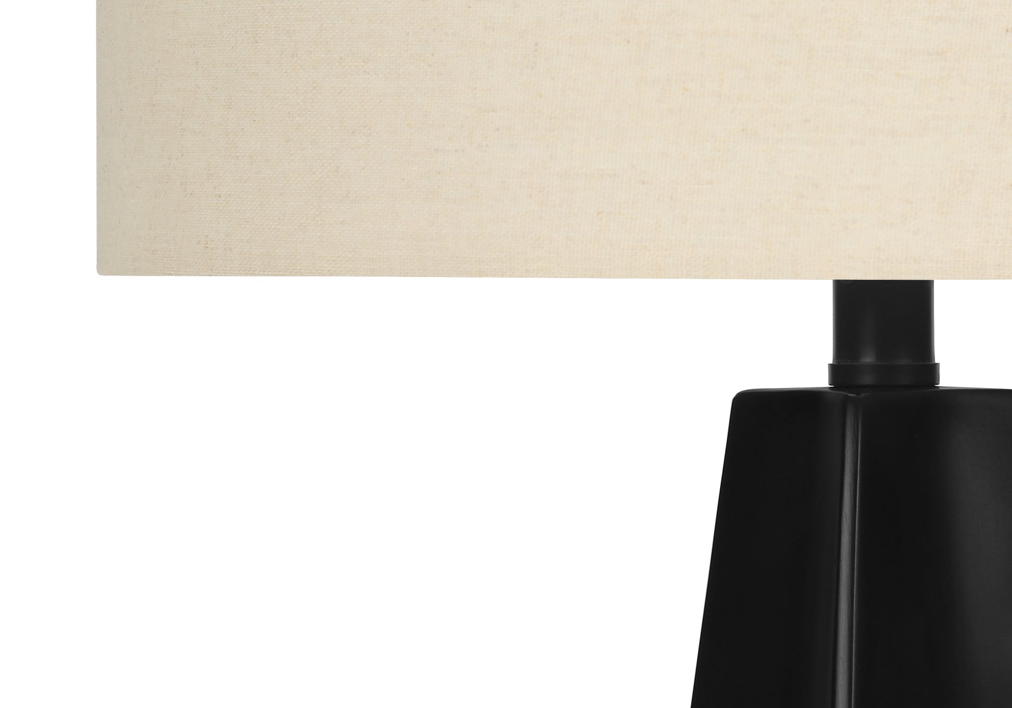 LIGHTING - 27"H TABLE LAMP BLACK RESIN / BEIGE SHADE # I 9726