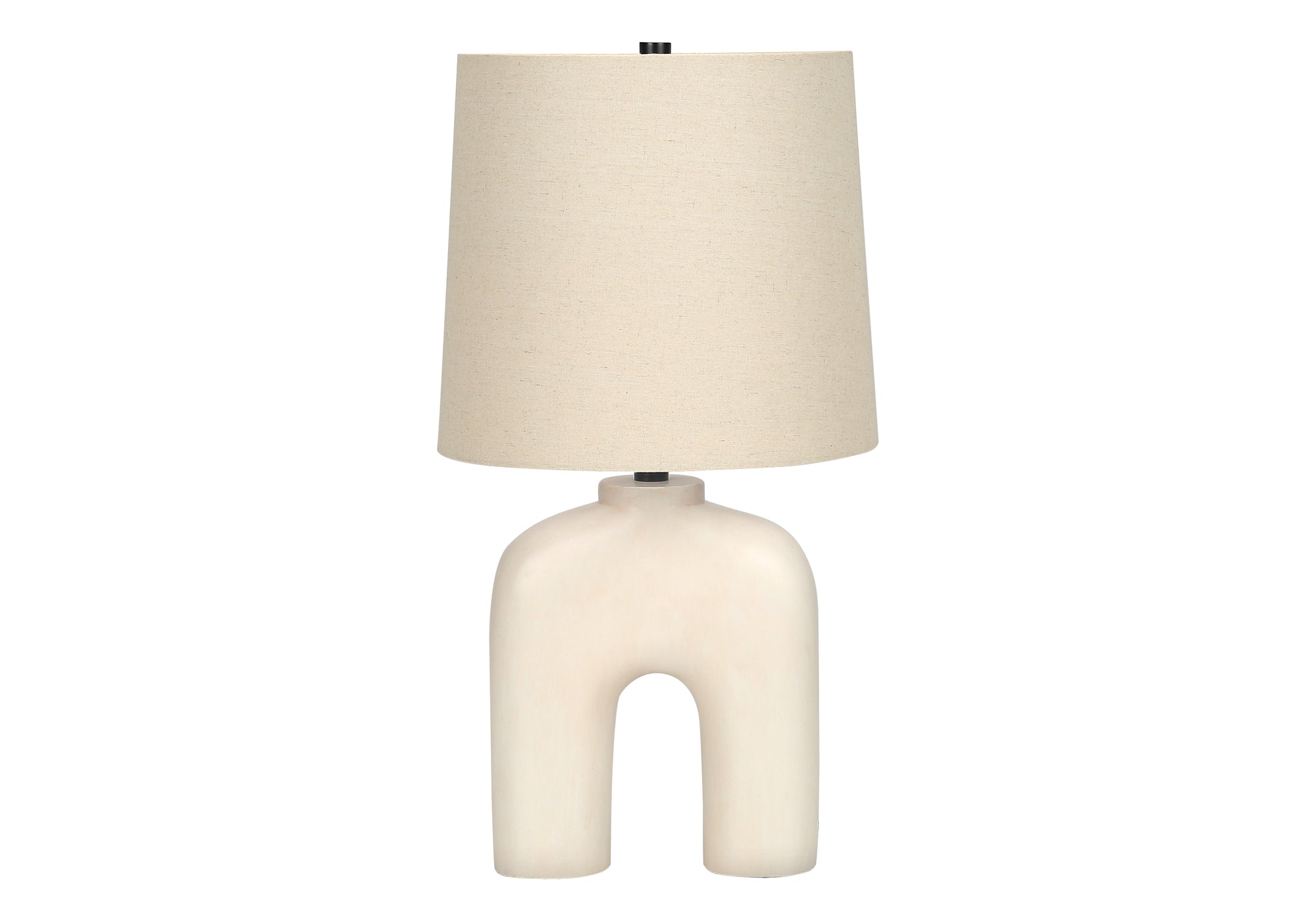 LIGHTING - 25"H TABLE LAMP CREAM RESIN / BEIGE SHADE # I 9728