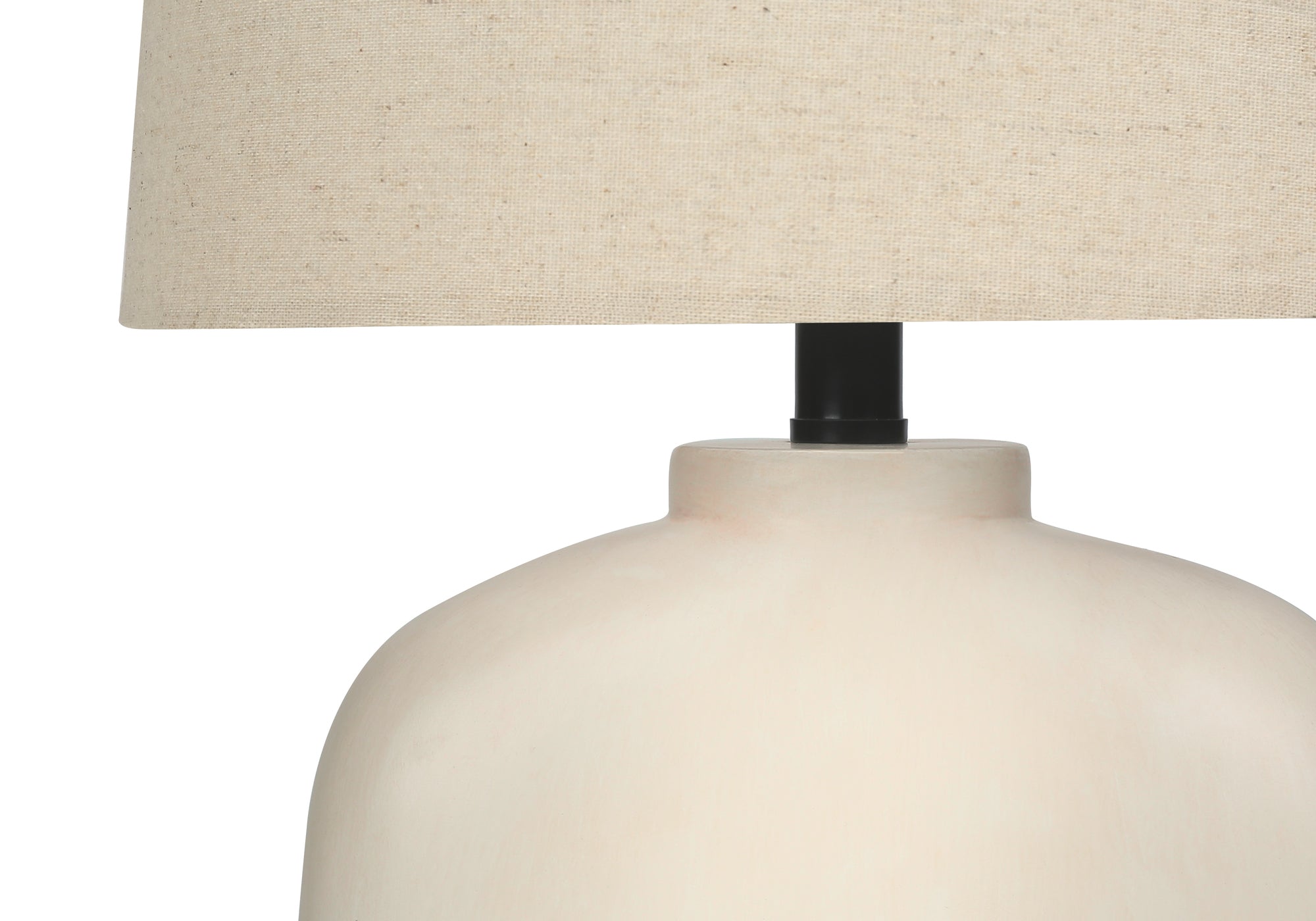 LIGHTING - 25"H TABLE LAMP CREAM RESIN / BEIGE SHADE # I 9728