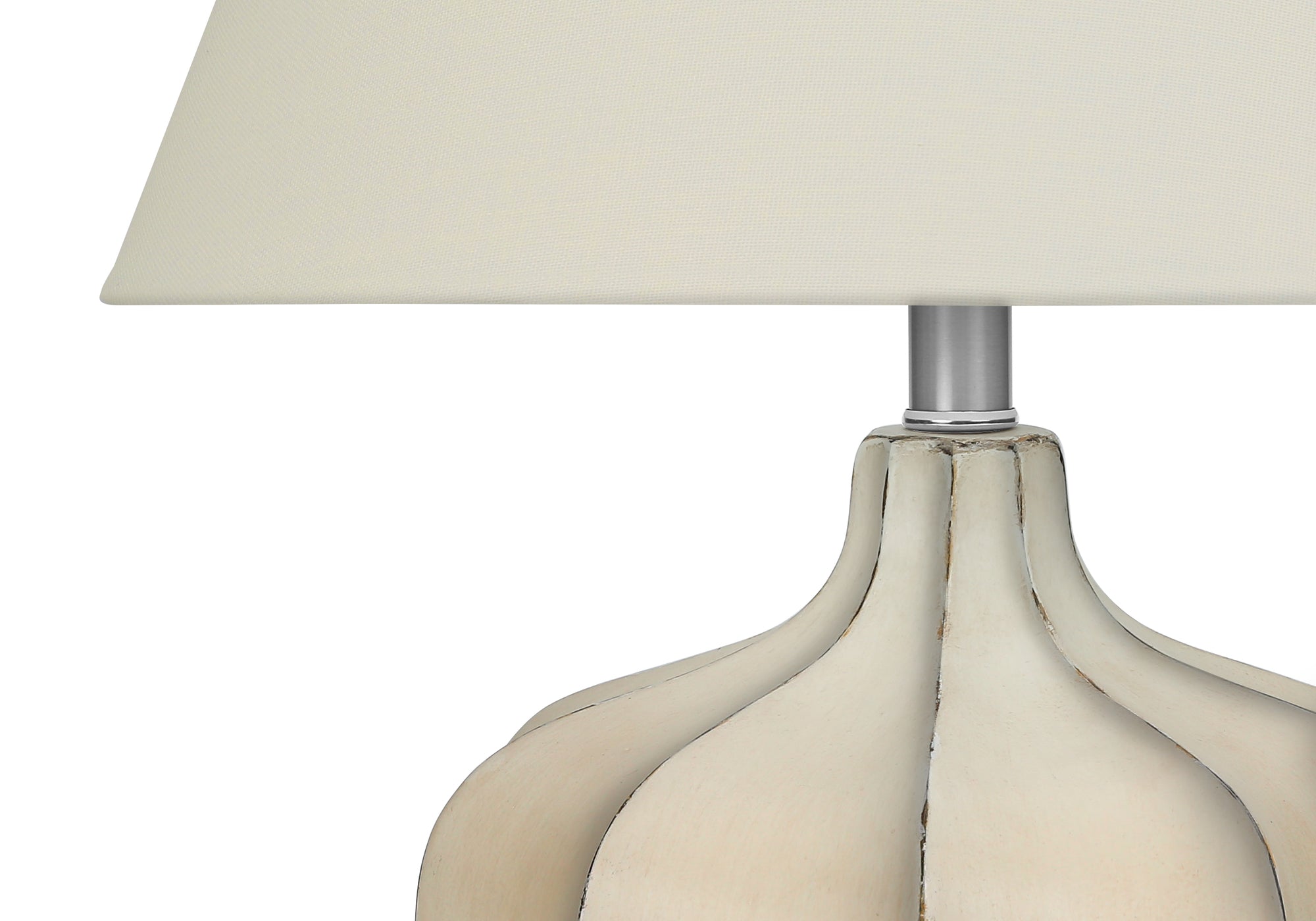 LIGHTING - 21"H TABLE LAMP CREAM RESIN  / IVORY SHADE # I 9733