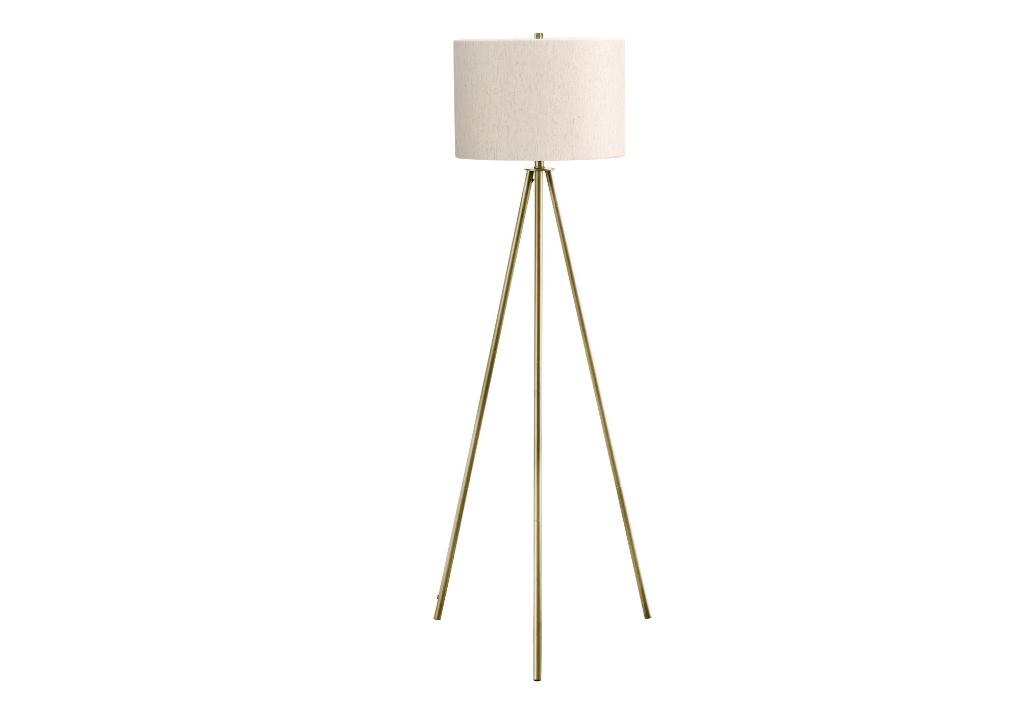 LIGHTING - 63"H TRIPOD FLOOR LAMP BRASS METAL / IVORY # I 9736