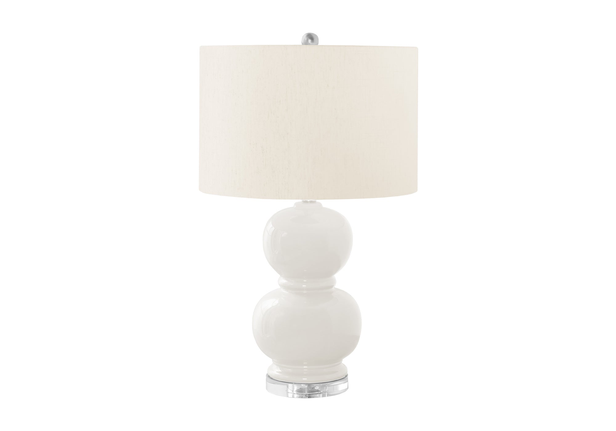 LIGHTING - 25"H TABLE LAMP CREAM CERAMIC / IVORY SHADE # I 9744