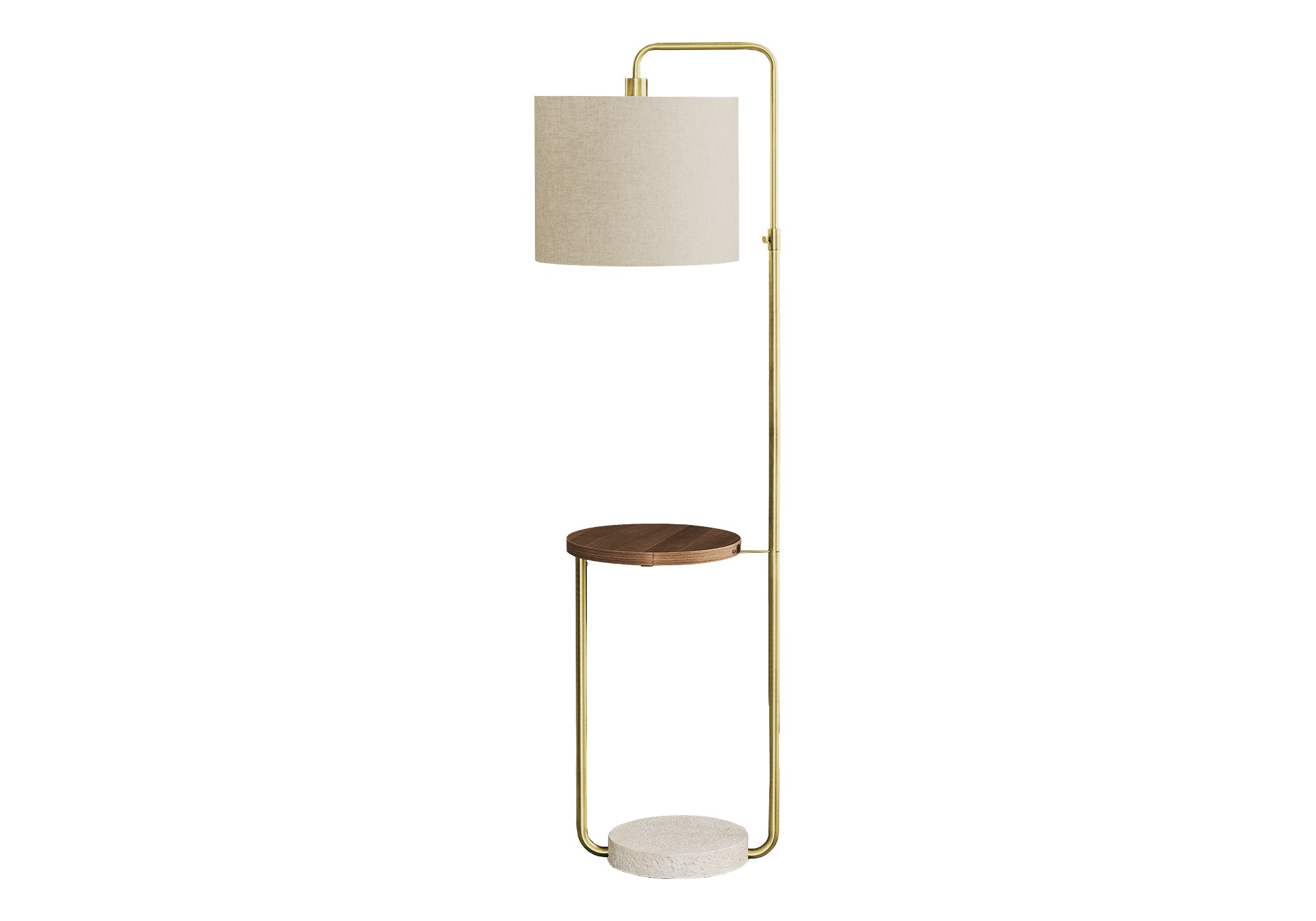 LIGHTING - 67"H FLOOR LAMP BRASS METAL / BEIGE / USB # I 9754