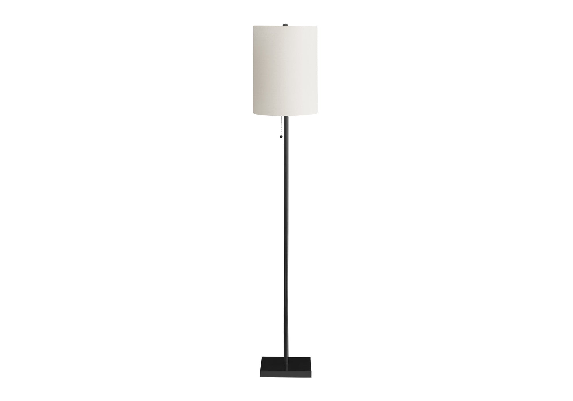 LIGHTING - 62"H FLOOR LAMP BLACK METAL / IVORY SHADE # I 9758