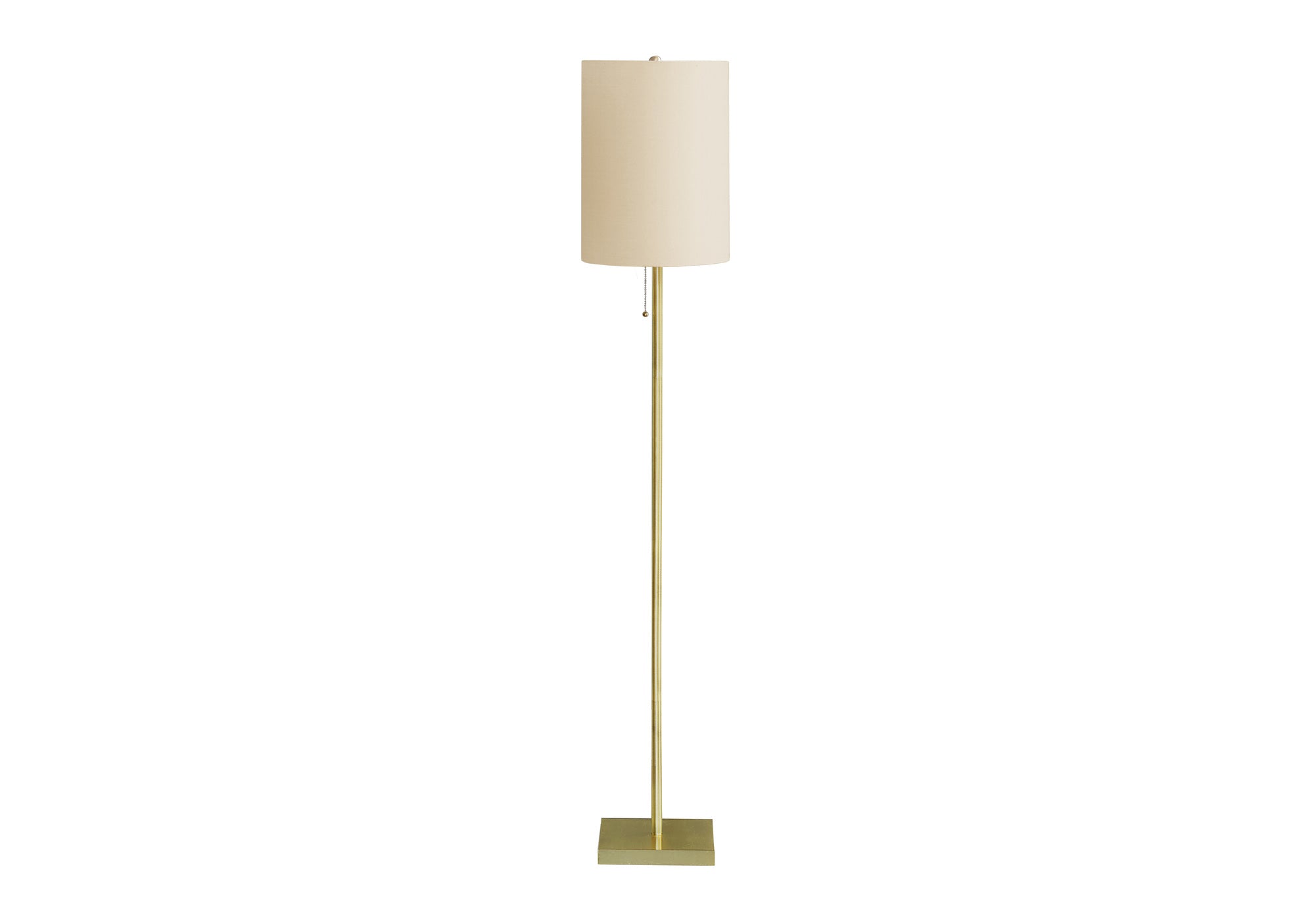 LIGHTING - 62"H FLOOR LAMP BRASS METAL / IVORY SHADE # I 9759