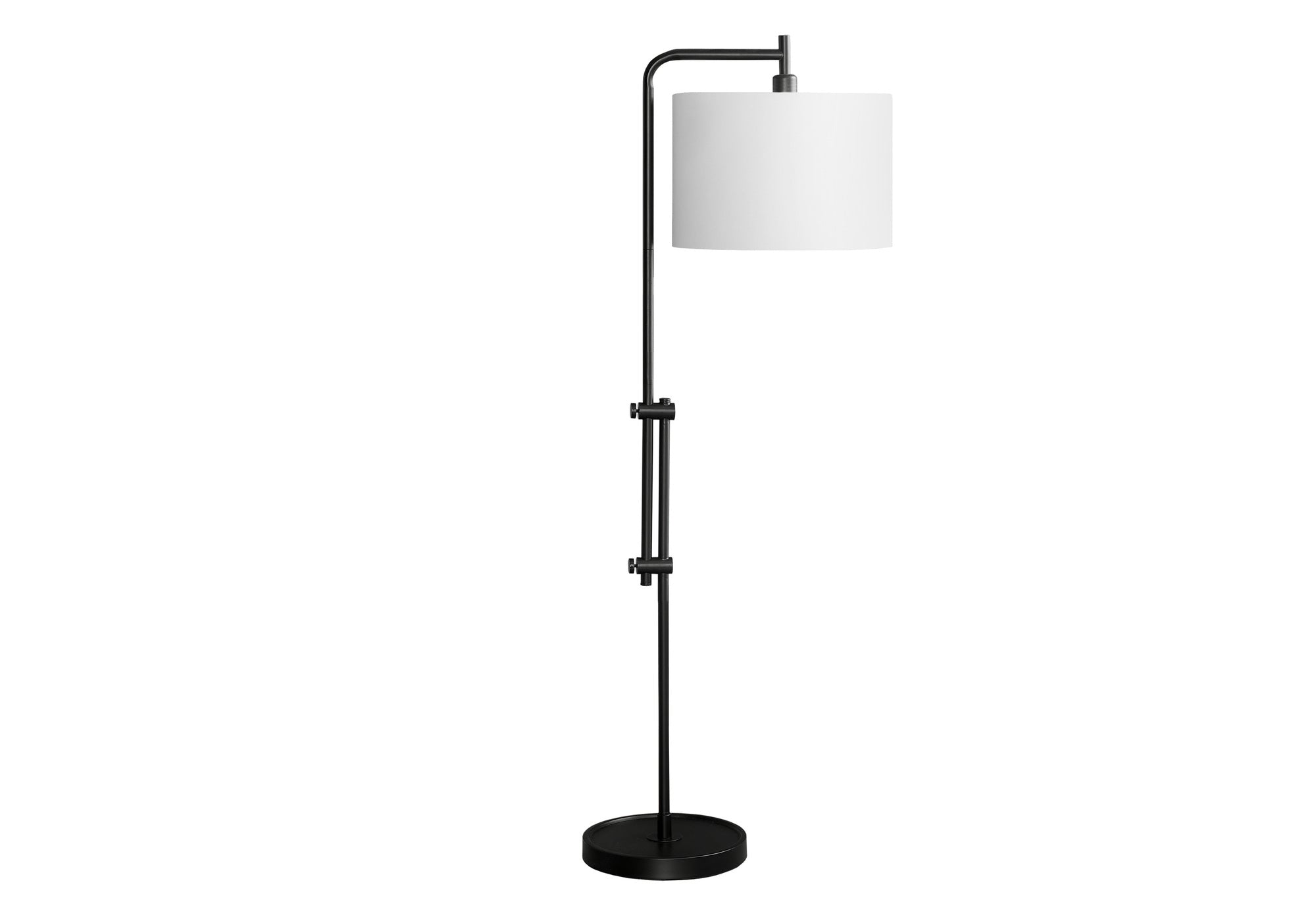 LIGHTING - 63"H FLOOR LAMP BLACK METAL / IVORY SHADE # I 9760