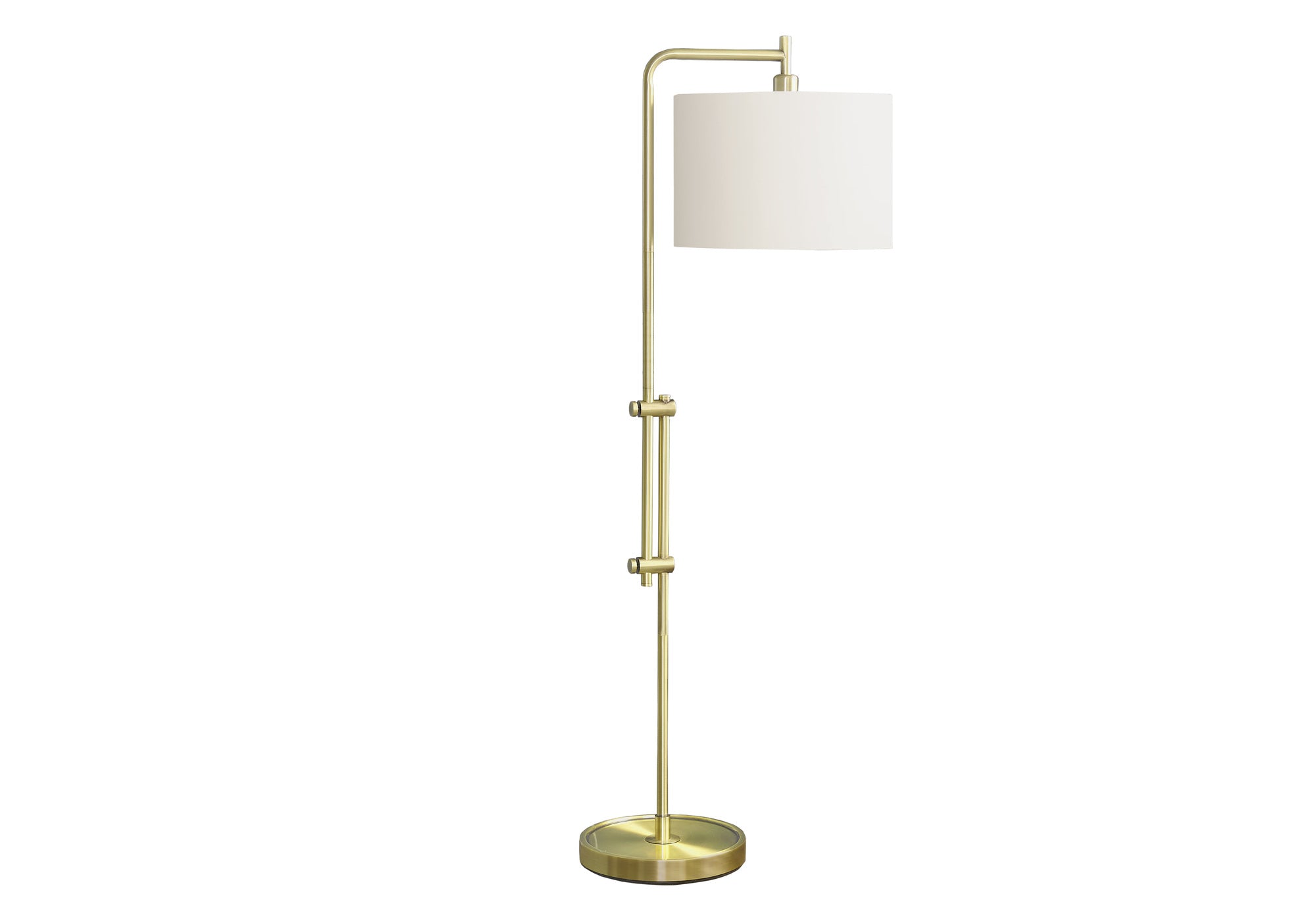 LIGHTING - 63"H FLOOR LAMP BRASS METAL / IVORY SHADE # I 9761