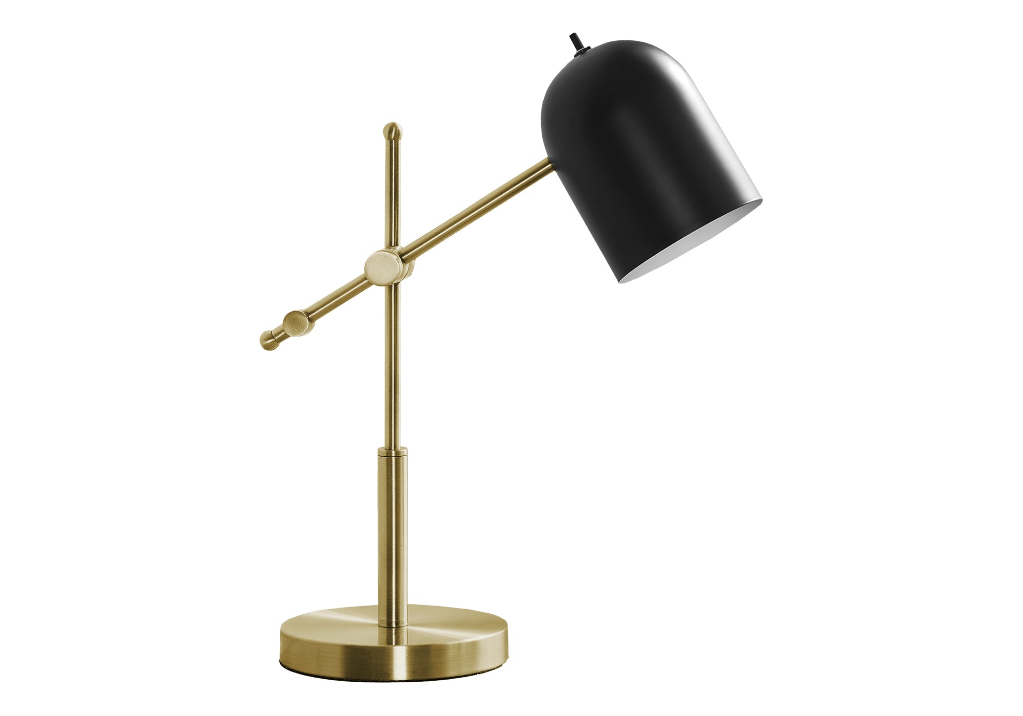 ÉCLAIRAGE - LAMPE DE TABLE 18"H MÉTAL LAITON / ABAT-JOUR NOIR # I 9766