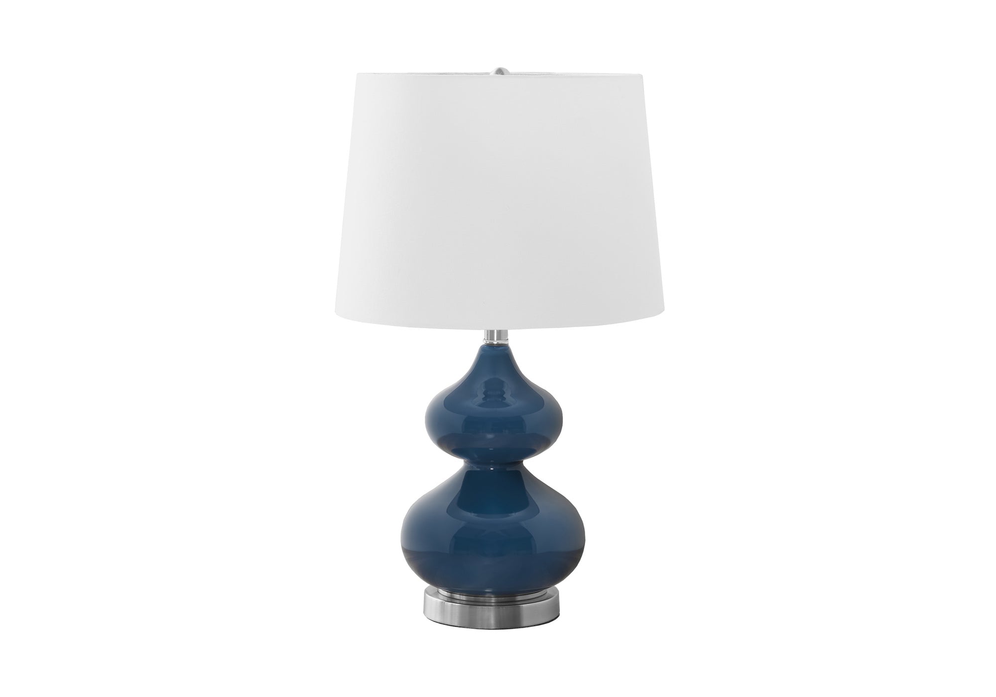 LIGHTING - 24"H TABLE LAMP BLUE GLASS / IVORY SHADE # I 9767