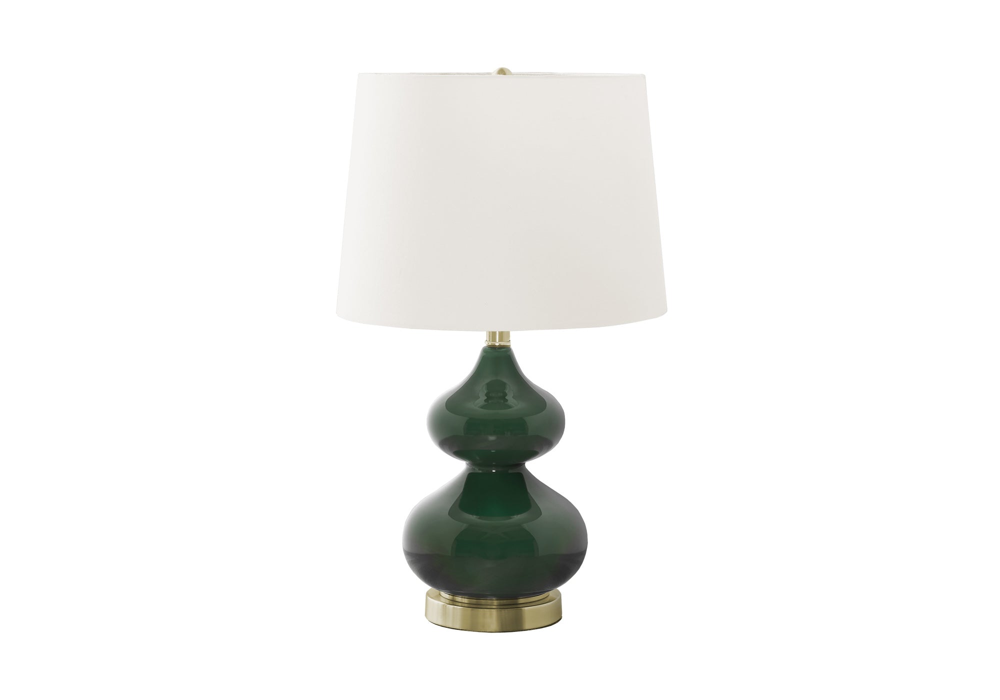 LIGHTING - 24"H TABLE LAMP GREEN GLASS / IVORY SHADE # I 9768