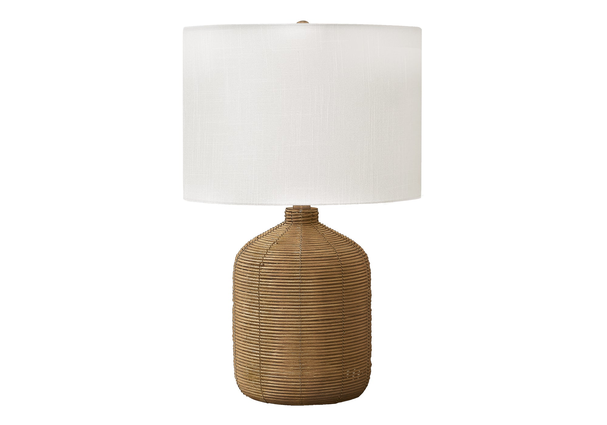 LIGHTING - 23"H TABLE LAMP BROWN RATTAN / BEIGE SHADE # I 9769