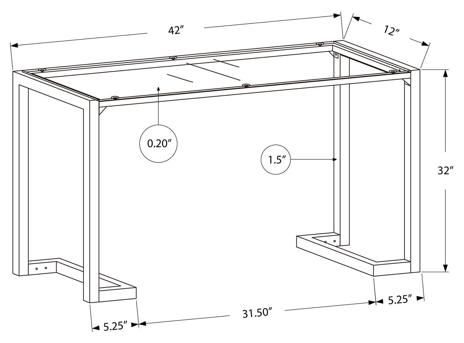 TABLE D'APPOINT - 42"L / NOIR / CONSOLE D'ENTRÉE EN VERRE TREMPÉ #I 2106