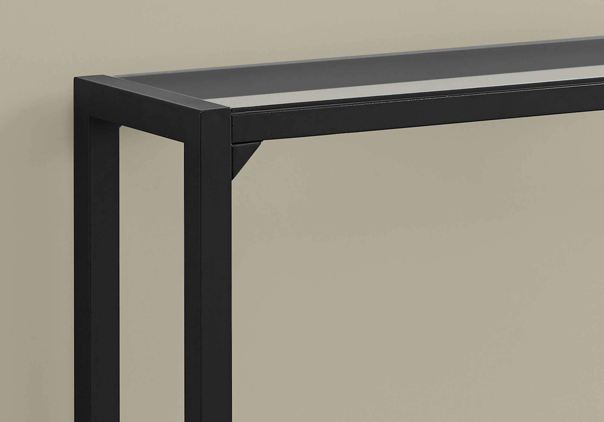 TABLE D'APPOINT - 42"L / NOIR / CONSOLE D'ENTRÉE EN VERRE TREMPÉ #I 2106