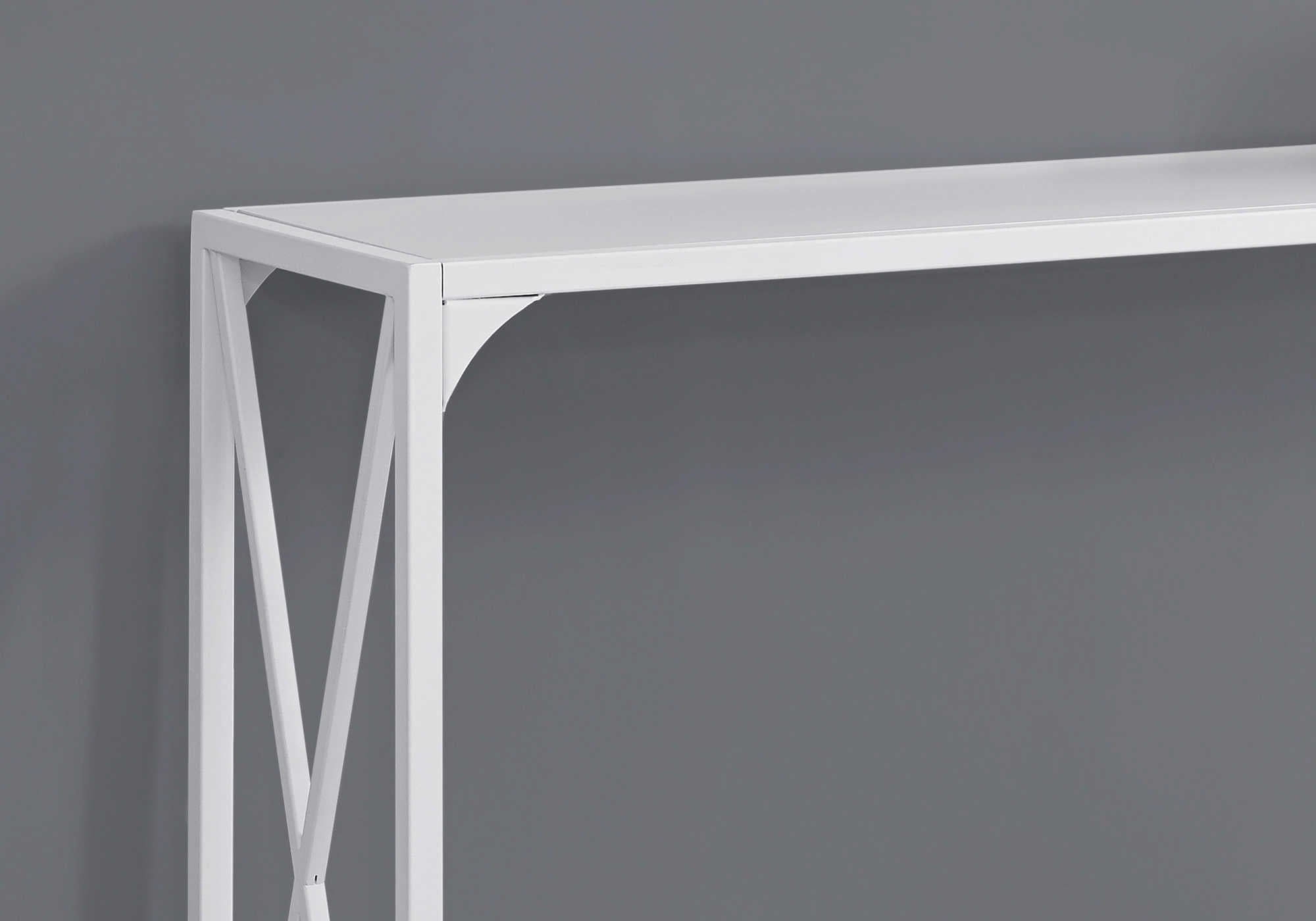 TABLE D'APPOINT - 48"L / BLANC / CONSOLE D'ENTRÉE EN MÉTAL BLANC #I 2124