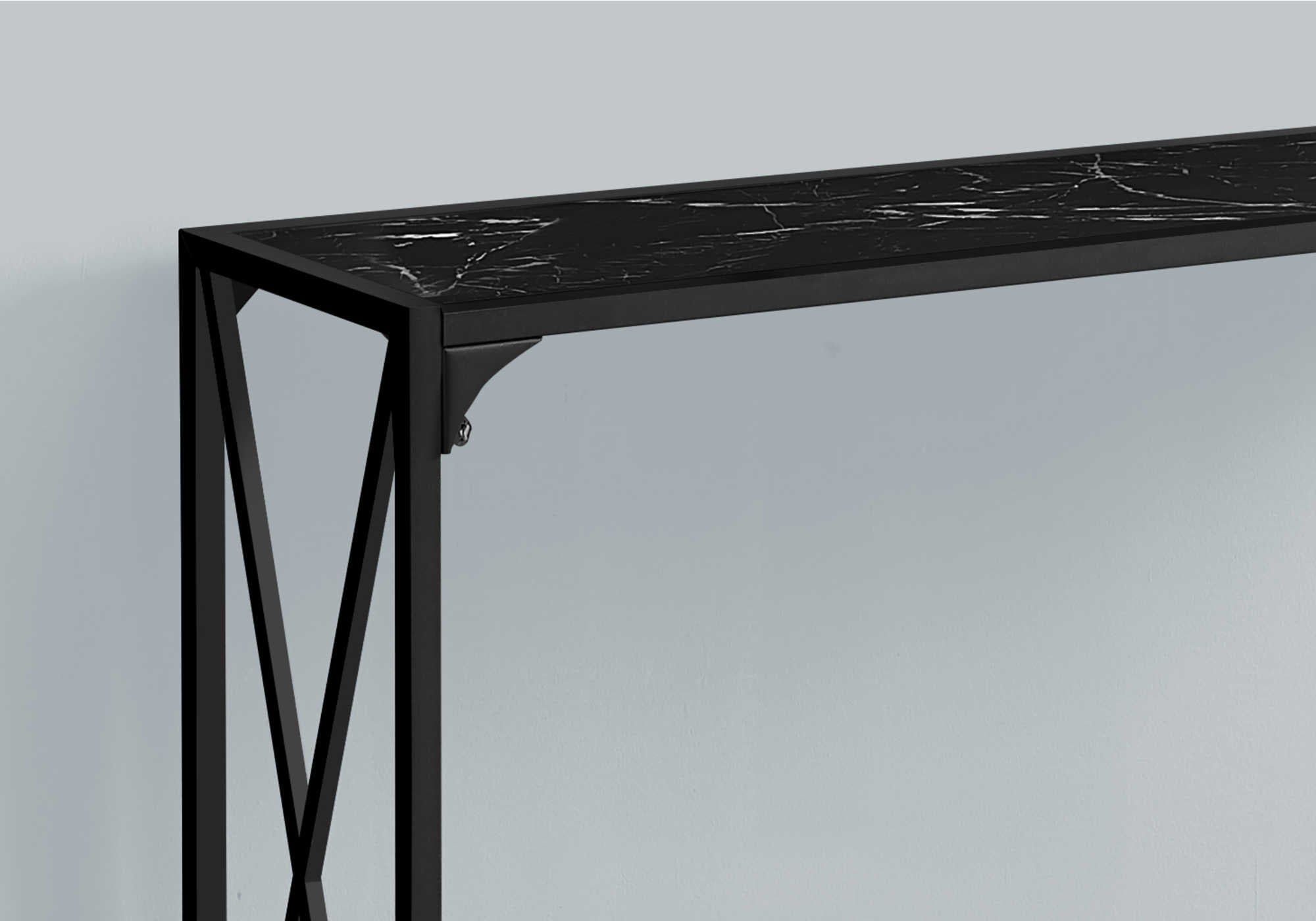 ACCENT TABLE - 48"L / BLACK MARBLE / BLACK HALL CONSOLE #I 2126