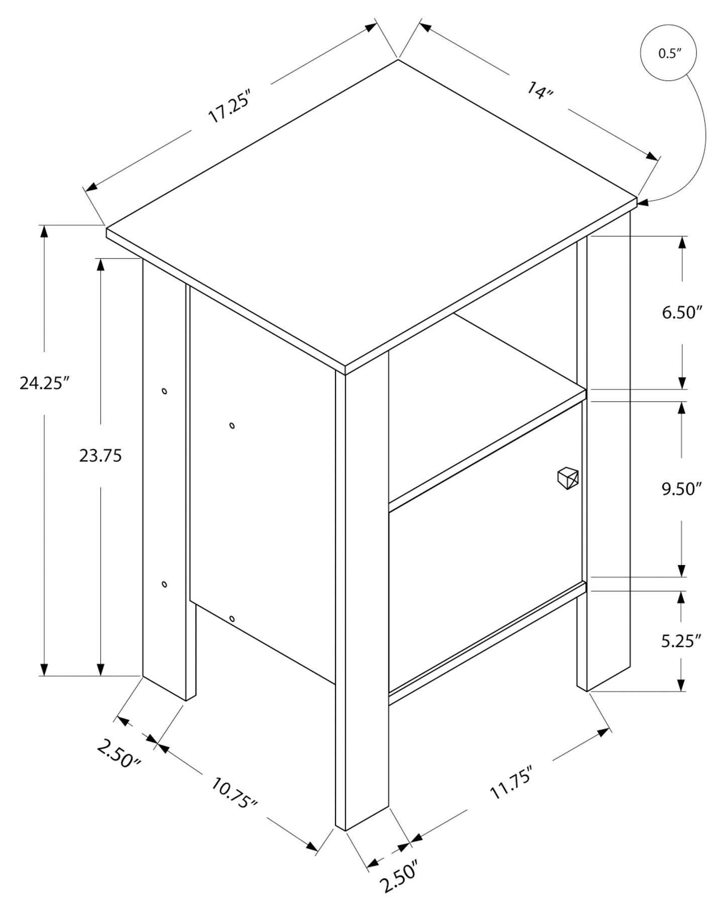 NIGHTSTAND - BLACK / GREY TOP NIGHT STAND WITH STORAGE #I 2134