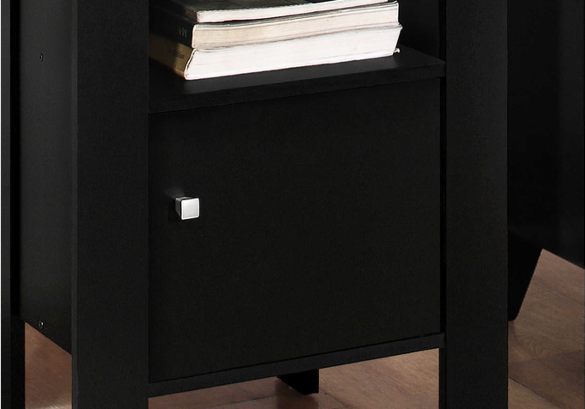 NIGHTSTAND - BLACK / GREY TOP NIGHT STAND WITH STORAGE #I 2134