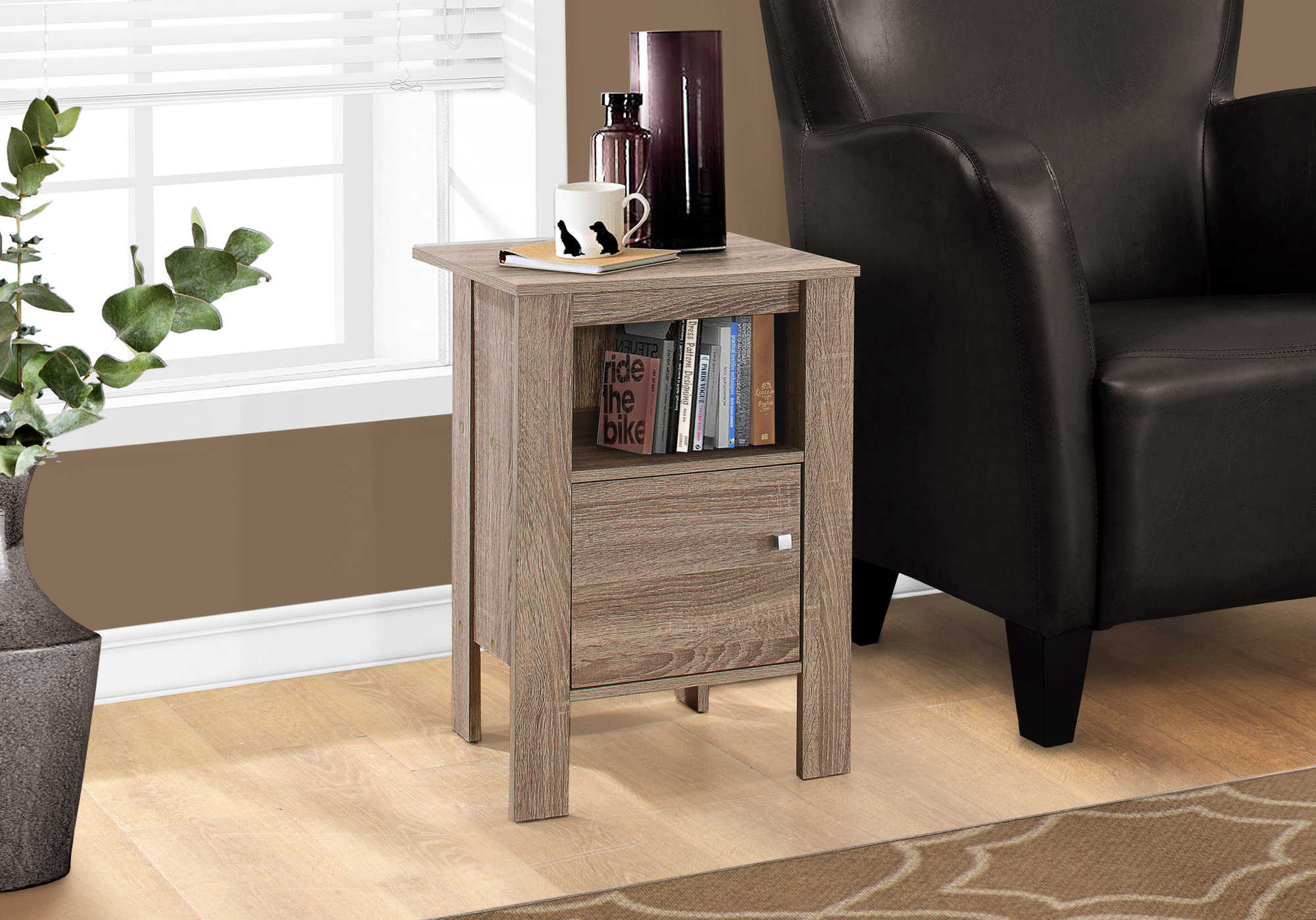 NIGHTSTAND - DARK TAUPE NIGHT STAND WITH STORAGE #I 2136