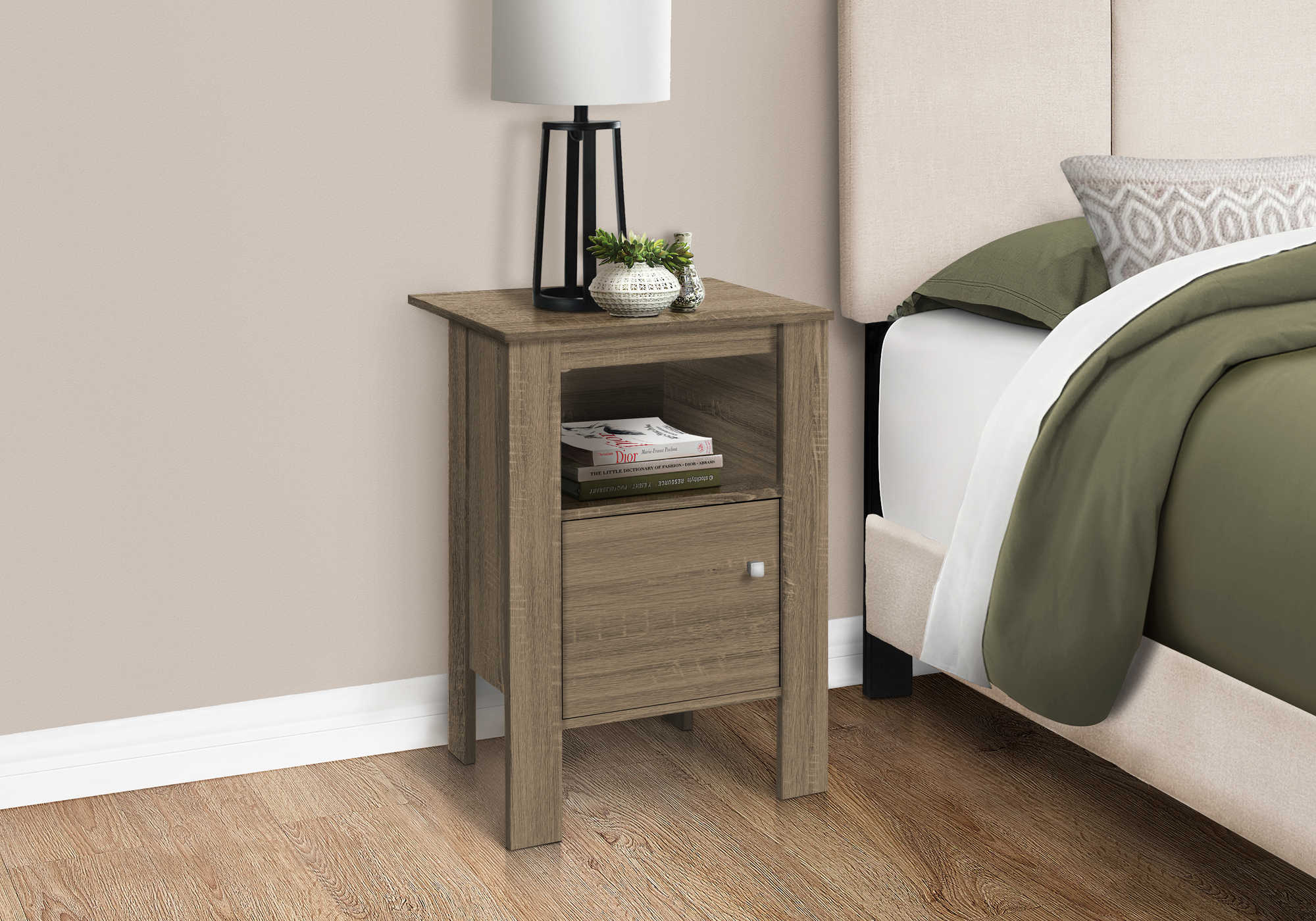 NIGHTSTAND - DARK TAUPE NIGHT STAND WITH STORAGE #I 2136