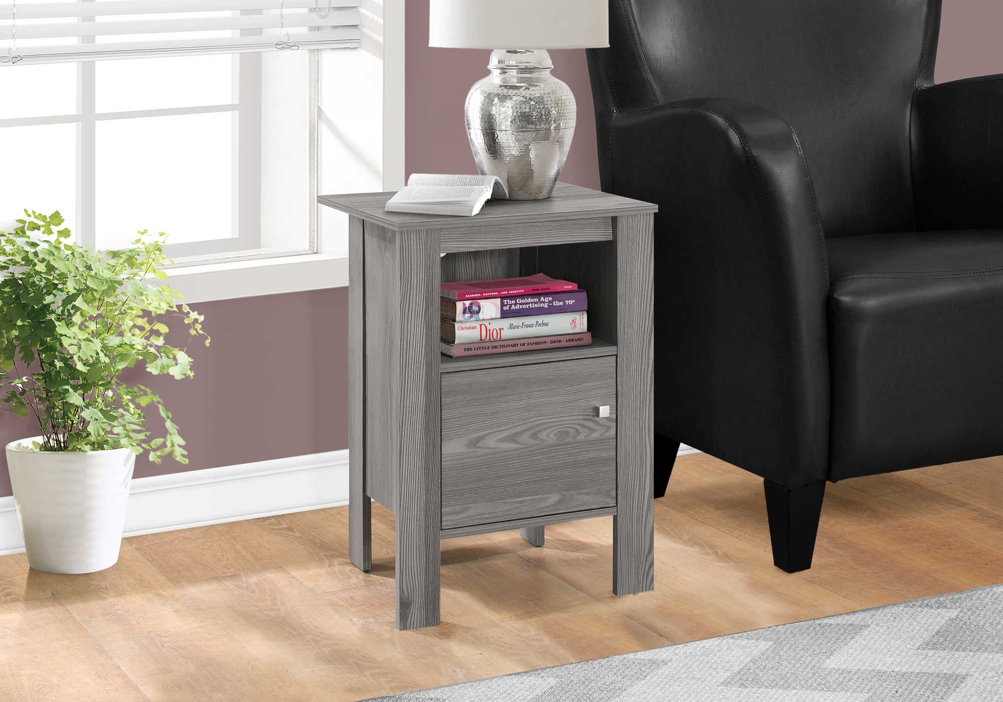 NIGHTSTAND - GREY NIGHT STAND WITH STORAGE #I 2138