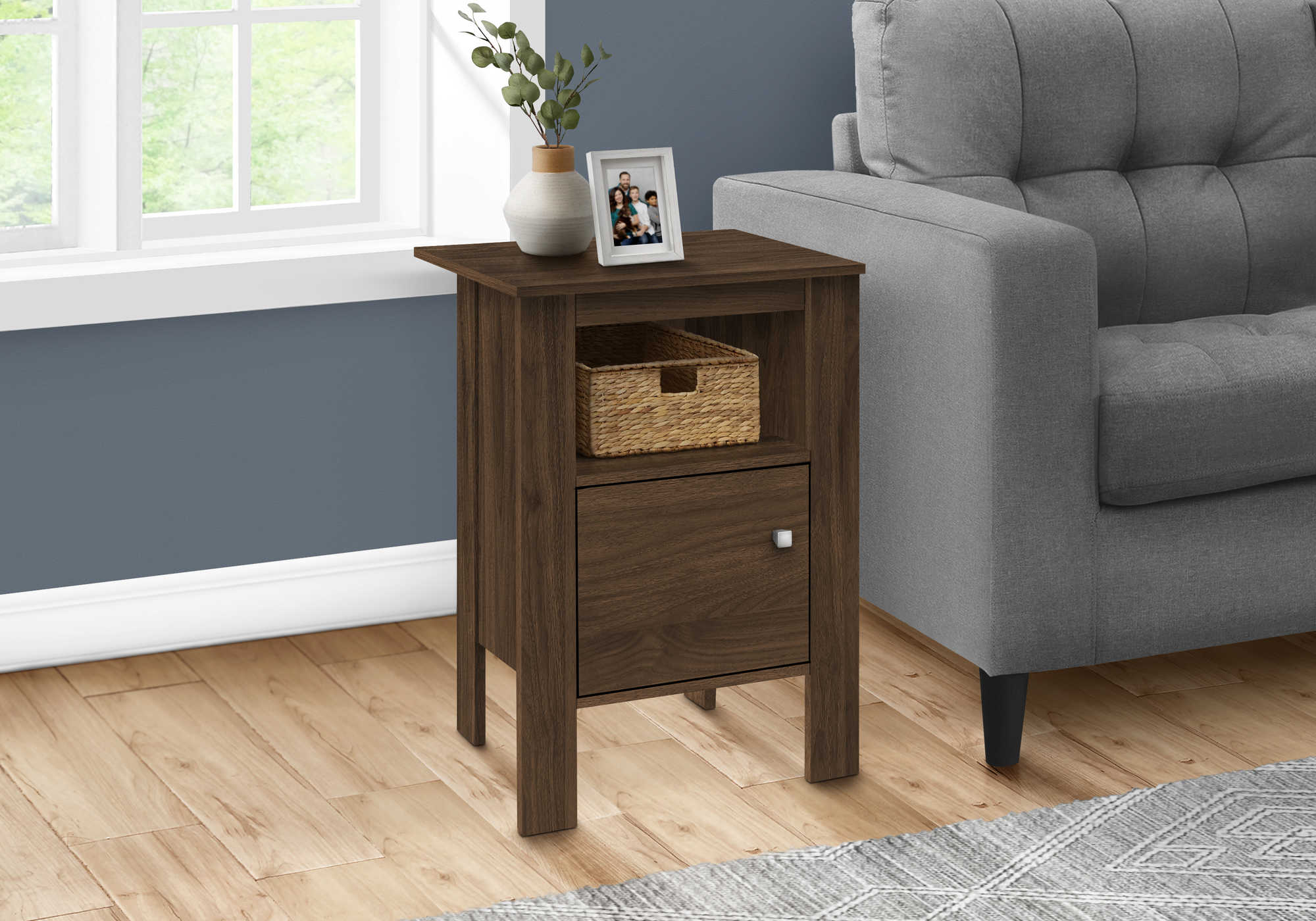 ACCENT TABLE - DARK WALNUT NIGHT STAND WITH STORAGE #I 2144