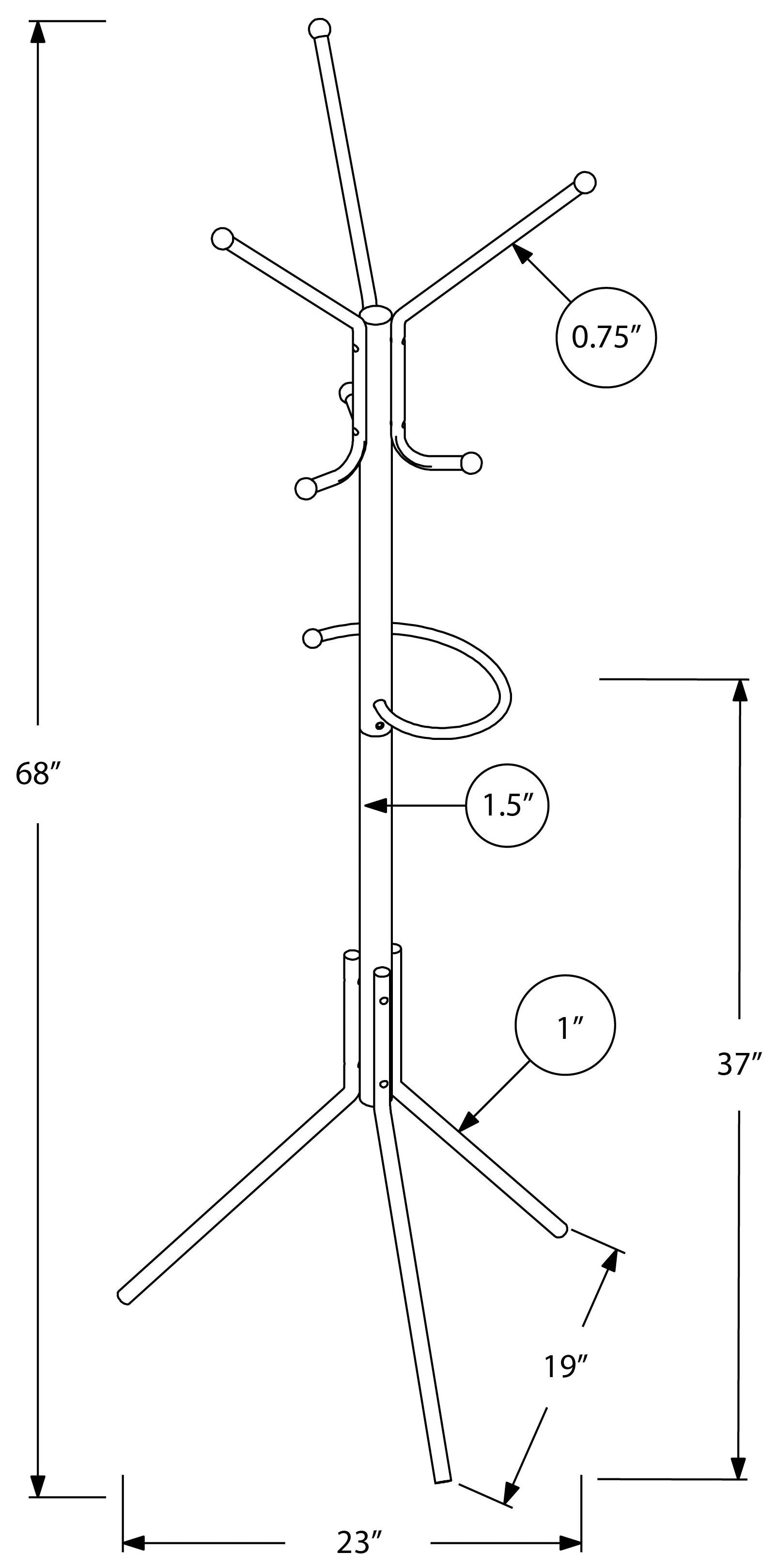 PORTE-MANTEAU - 68"H / MÉTAL NOIR # I 2162