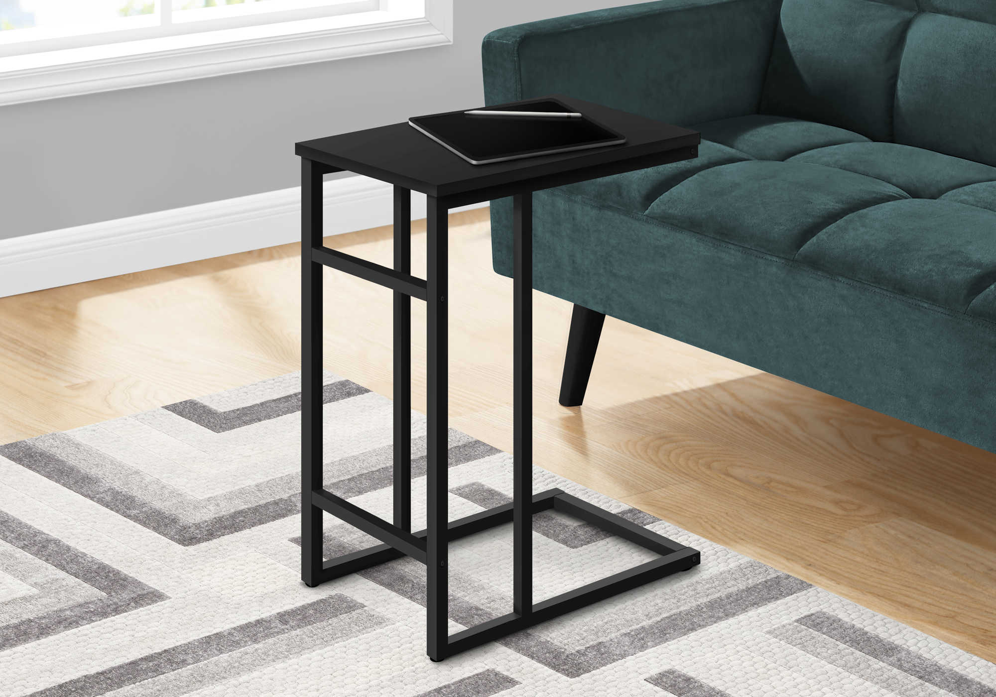 NIGHTSTAND - 24"H / BLACK / BLACK METAL #I 2170