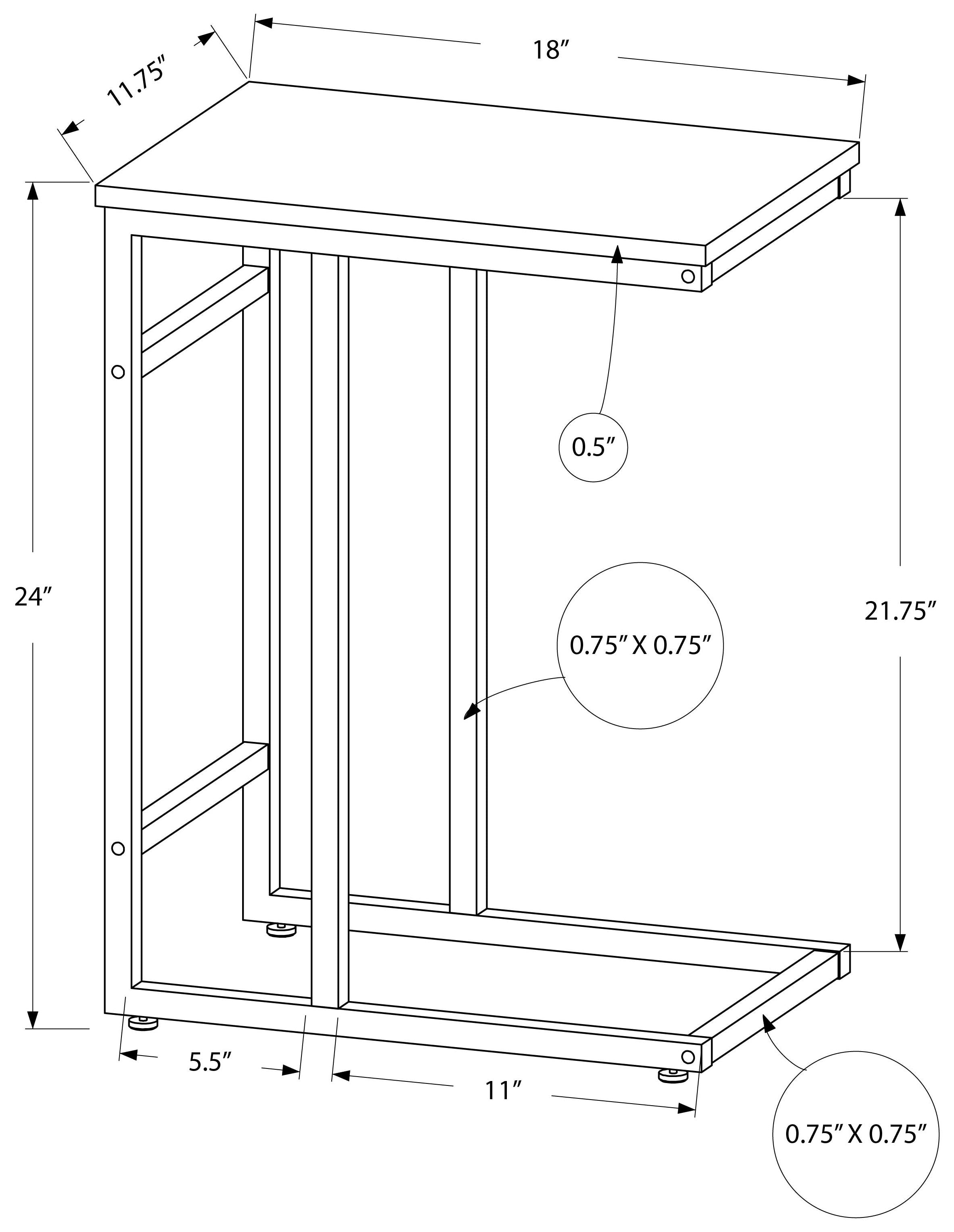 TABLE D'APPOINT - 24"H / NOIR / MÉTAL NOIR #I 2170