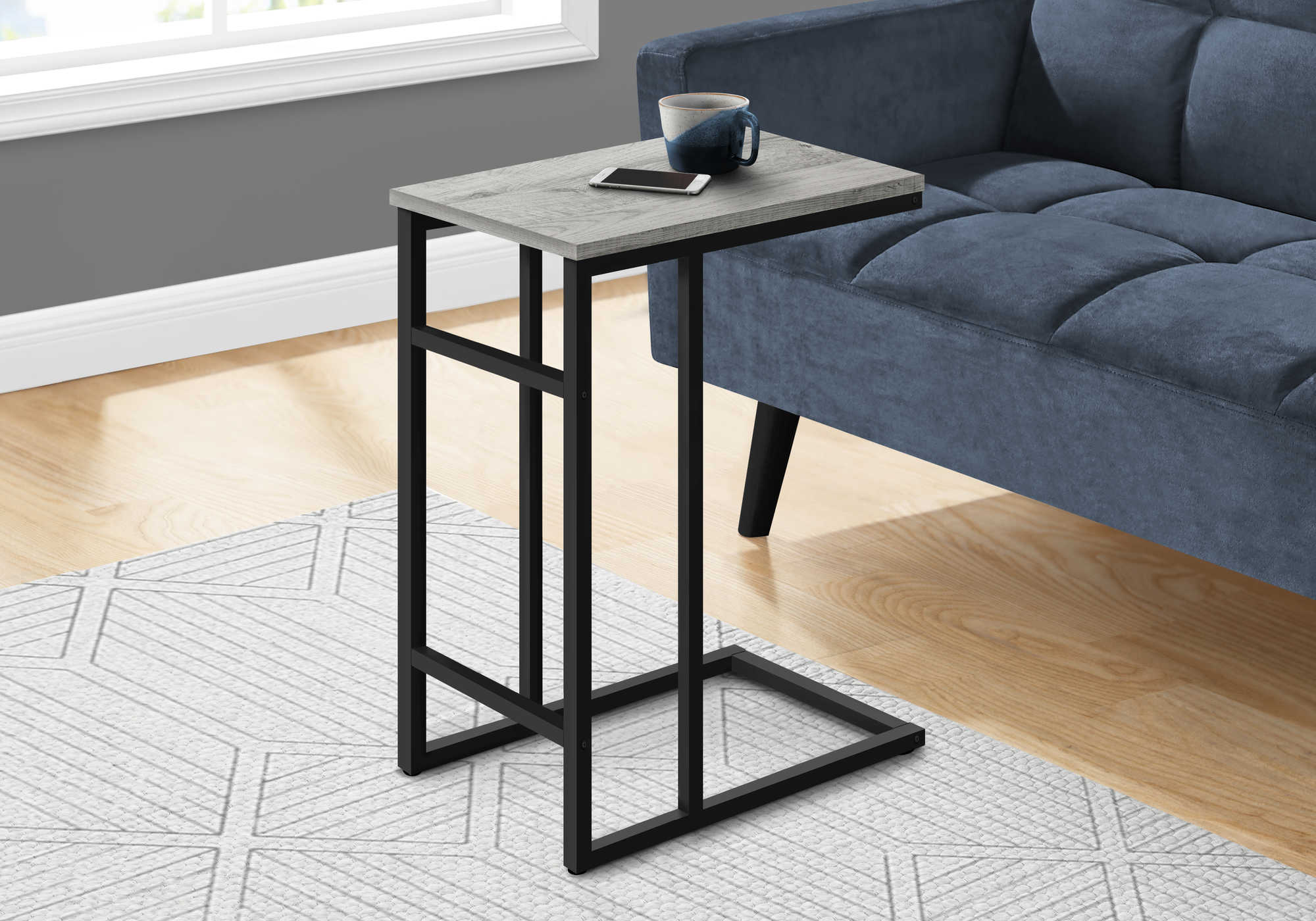 ACCENT TABLE - 24"H / GREY / BLACK METAL #I 2171