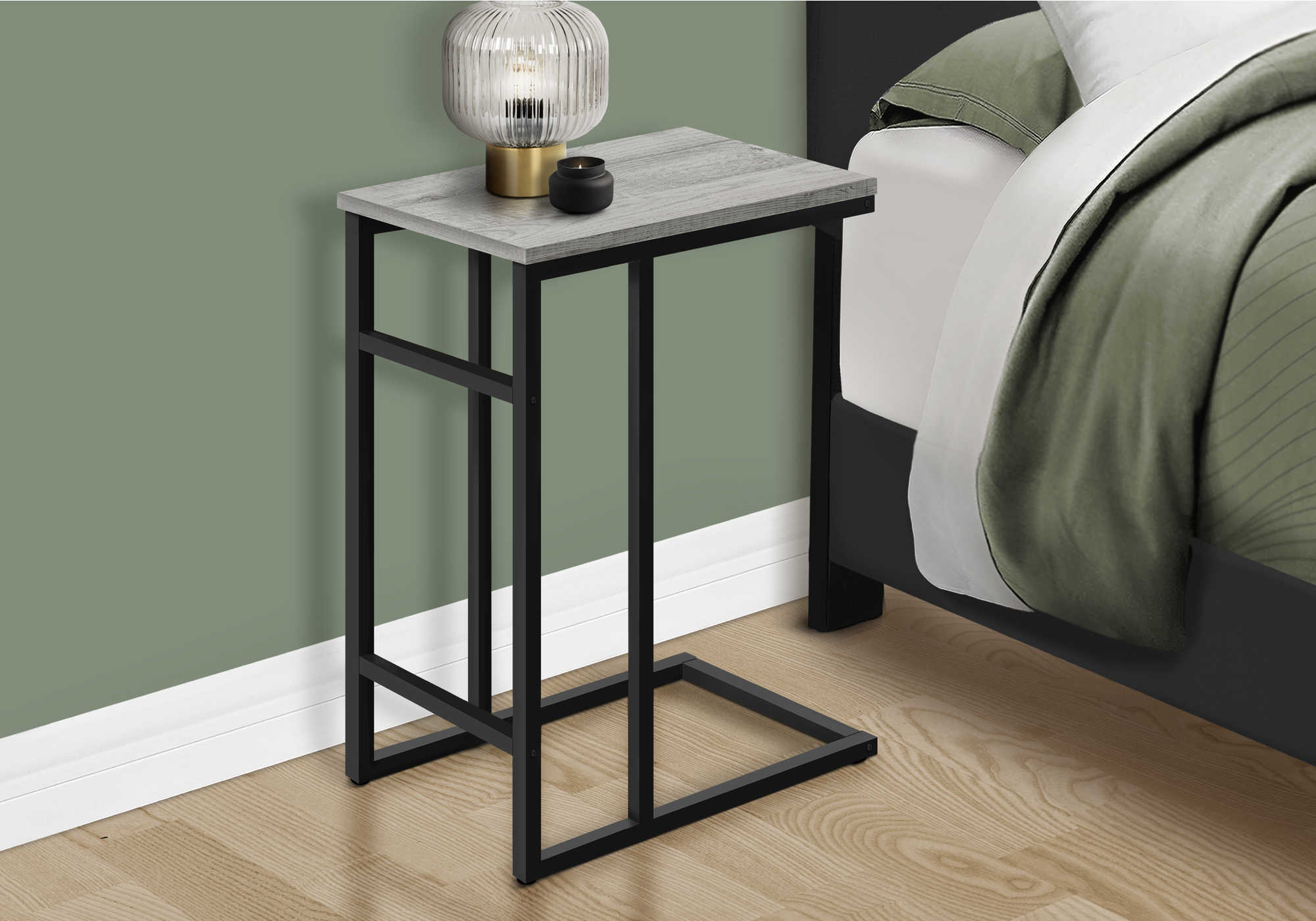 NIGHTSTAND - 24"H / GREY / BLACK METAL #I 2171