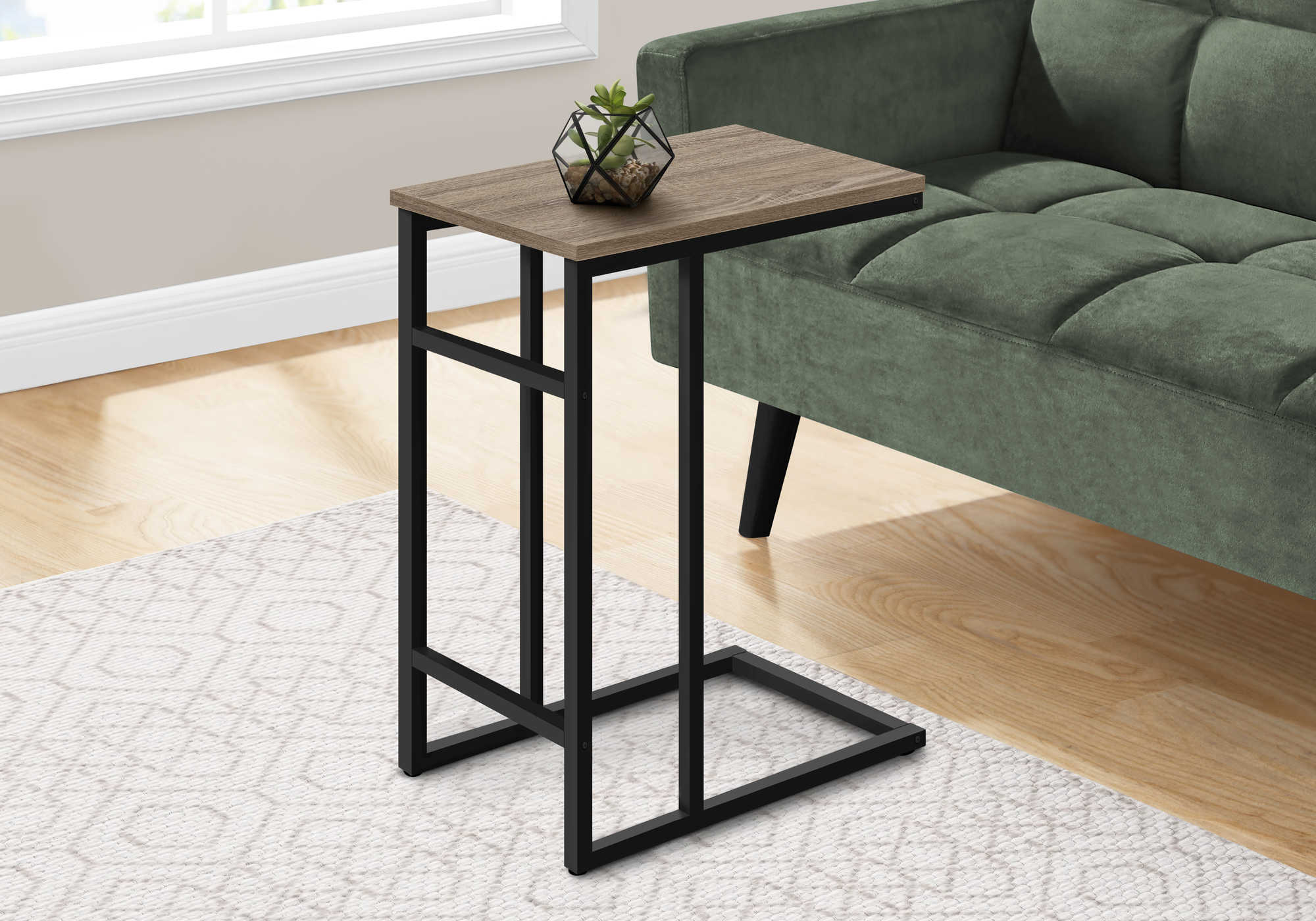 TABLE D'APPOINT - 24"H / TAUPE FONCÉ / MÉTAL NOIR #I 2172