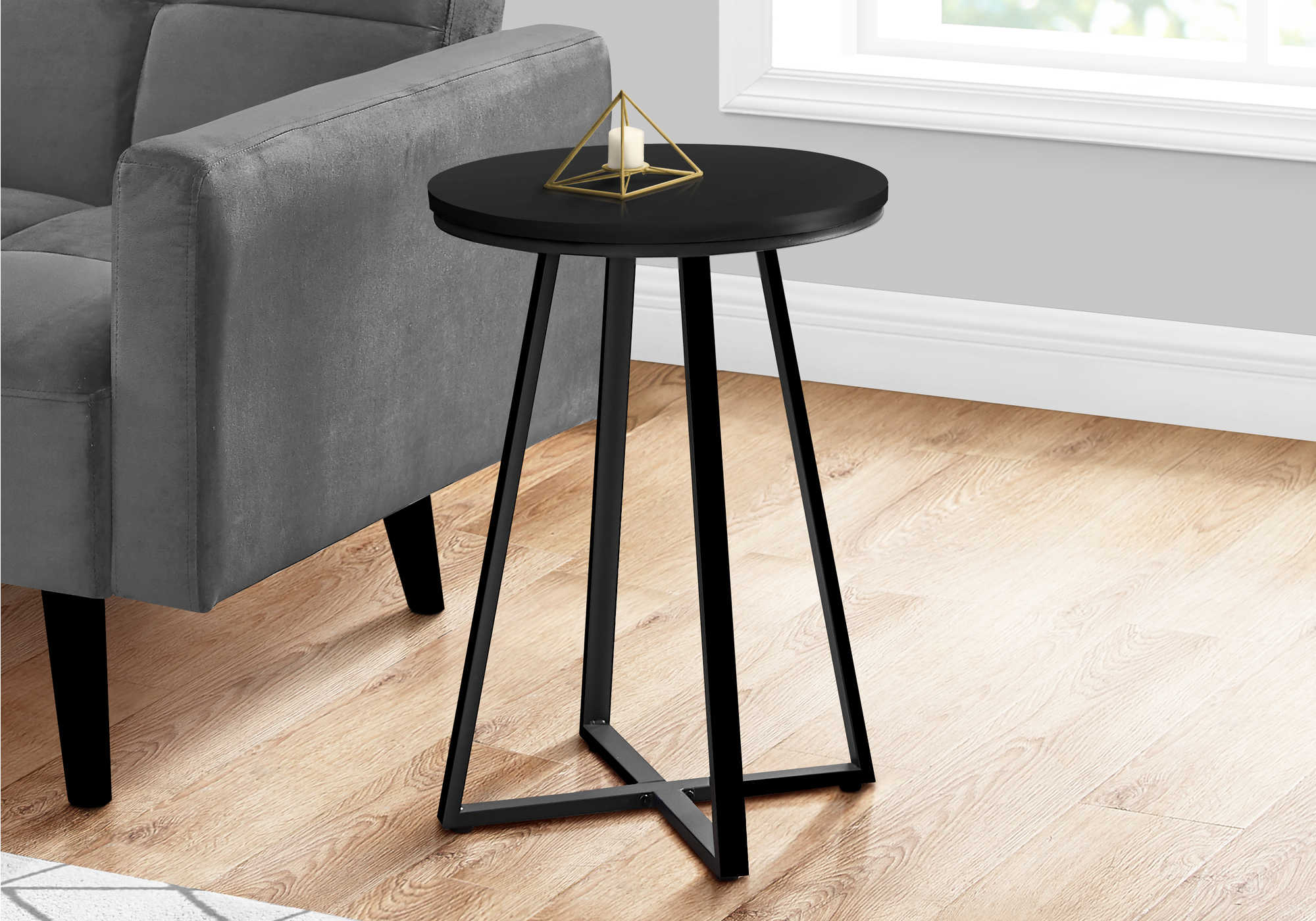 NIGHTSTAND - 22"H / BLACK / BLACK METAL #I 2175