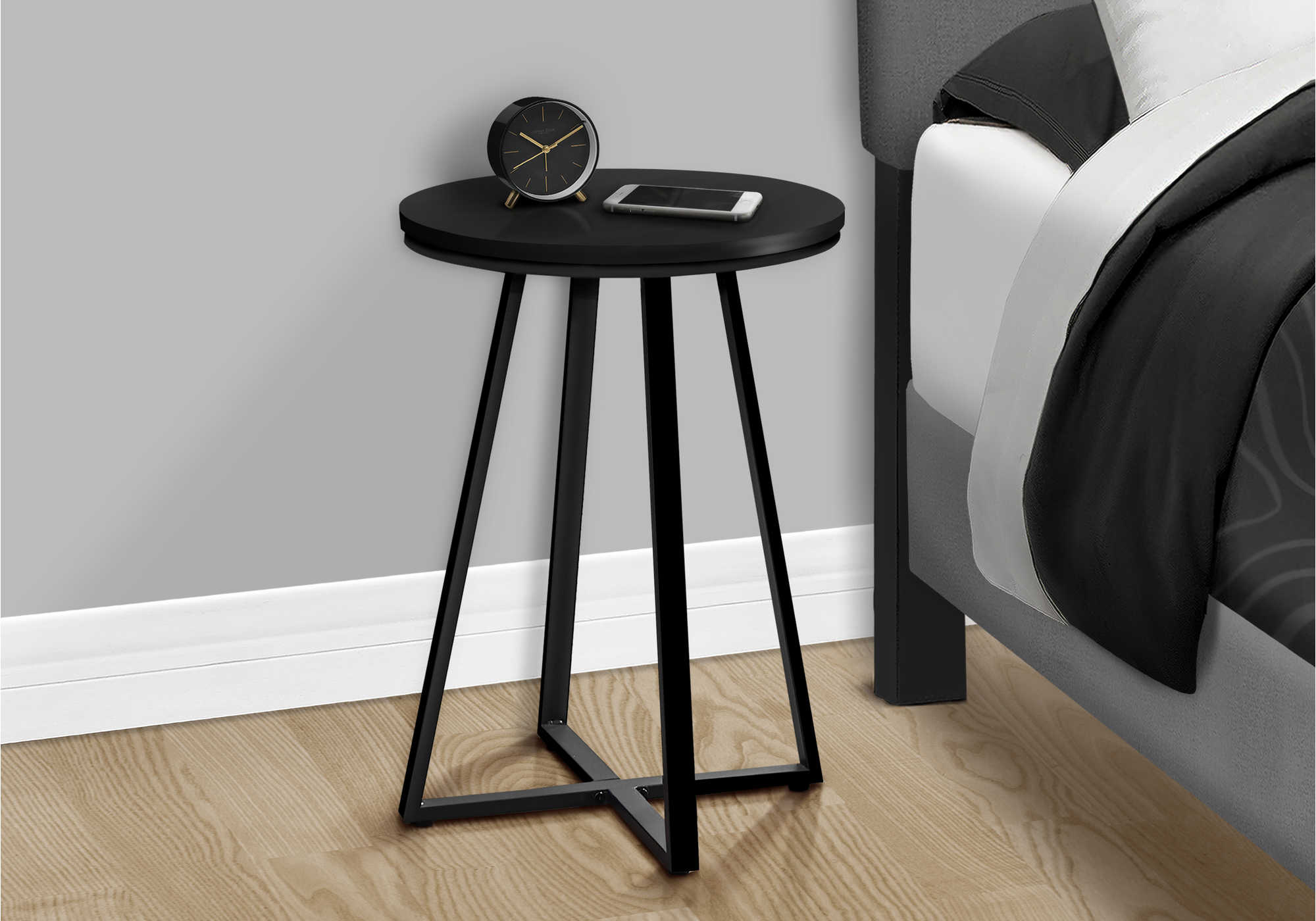 NIGHTSTAND - 22"H / BLACK / BLACK METAL #I 2175