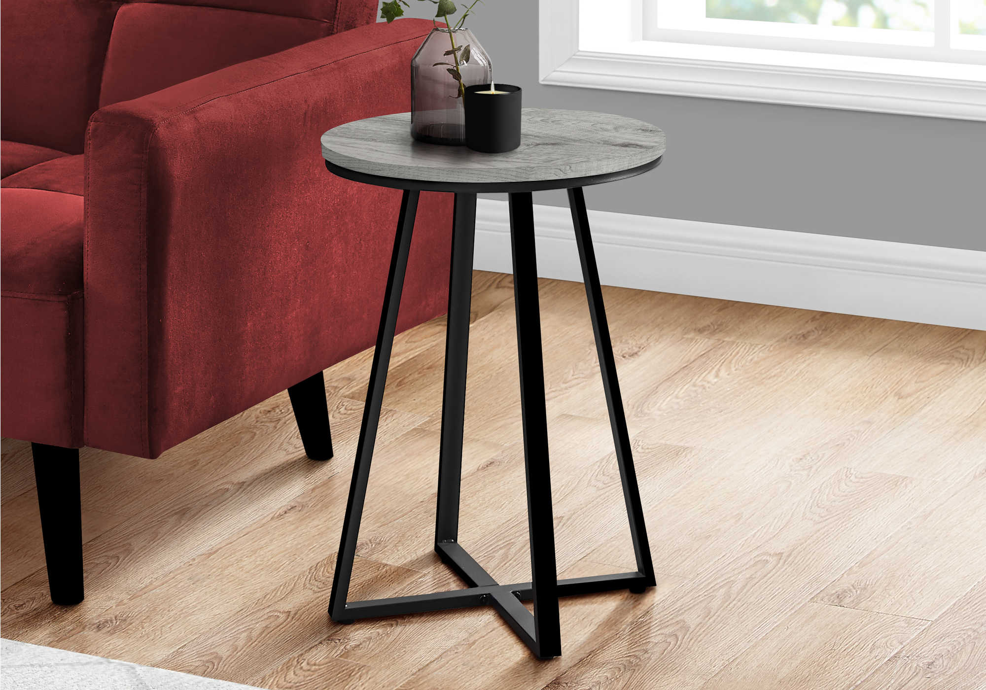 TABLE D'APPOINT - 22"H / GRIS / MÉTAL NOIR #I 2176