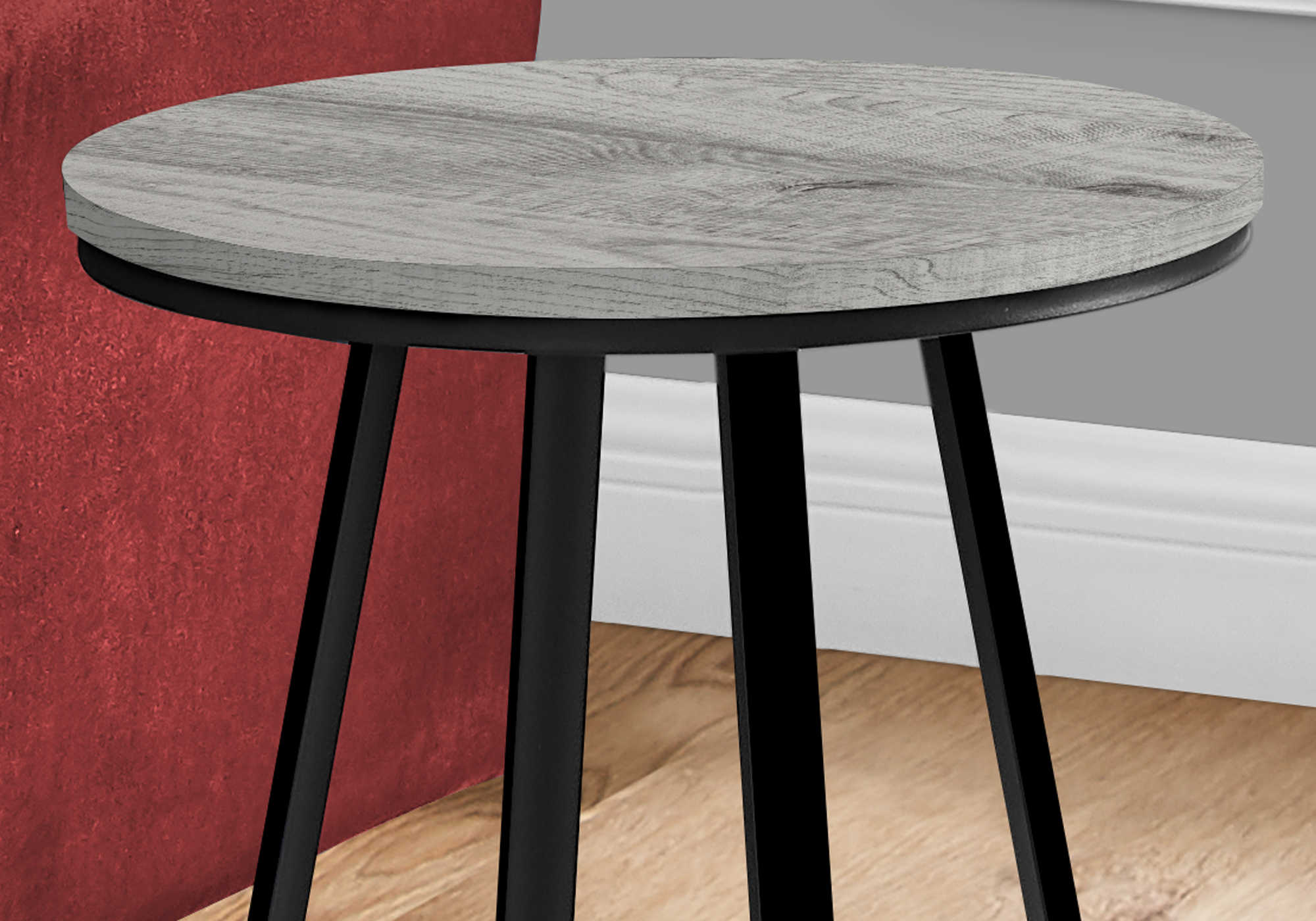 TABLE DE NUIT - 22"H / GRIS / MÉTAL NOIR #I 2176