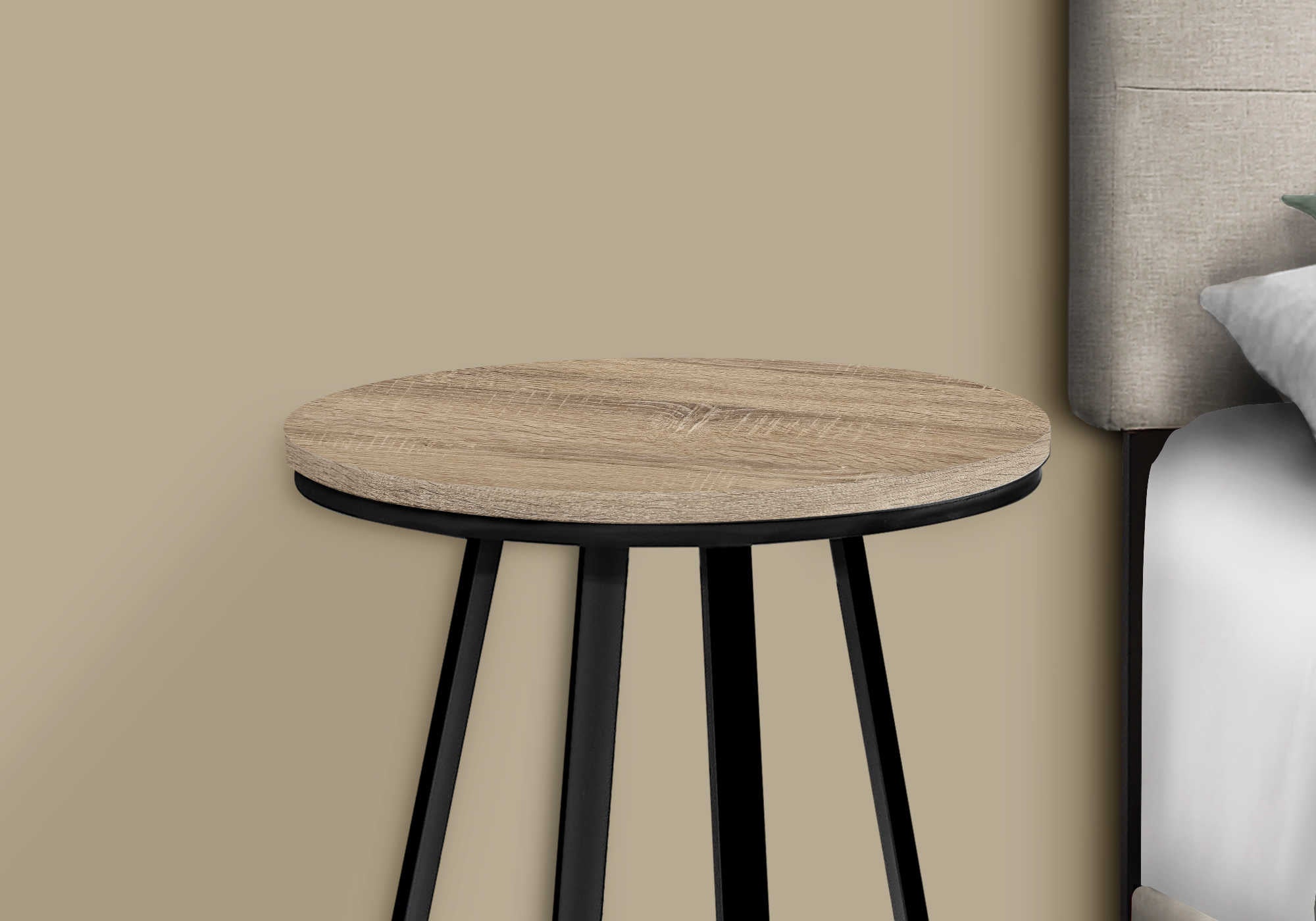 TABLE D'APPOINT - 22"H / TAUPE FONCÉ / MÉTAL NOIR #I 2177