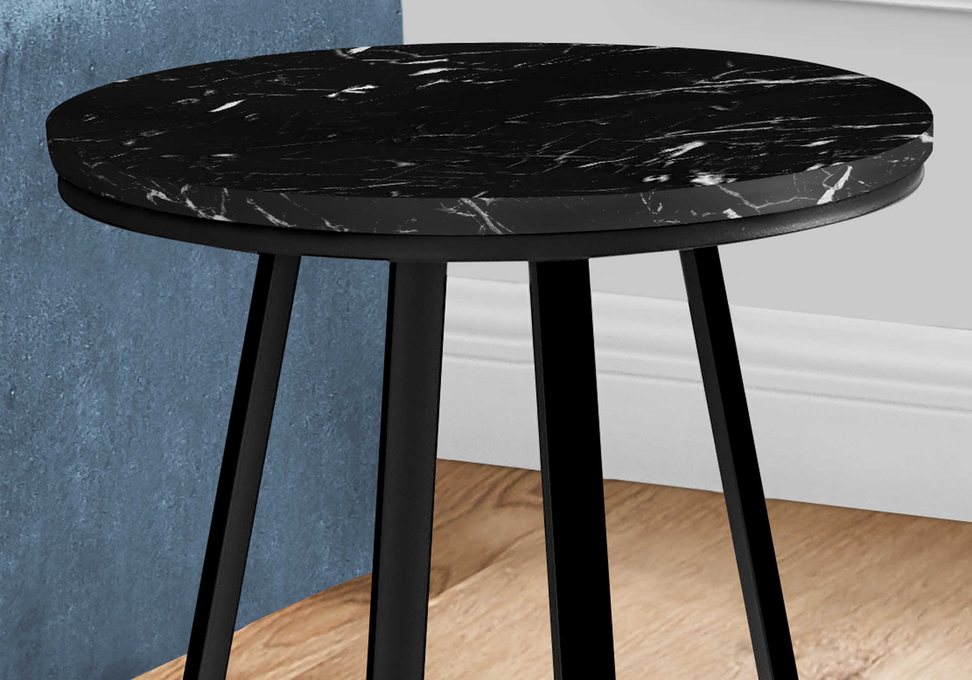 TABLE D'APPOINT - 22"H / MARBRE NOIR / MÉTAL NOIR #I 2179