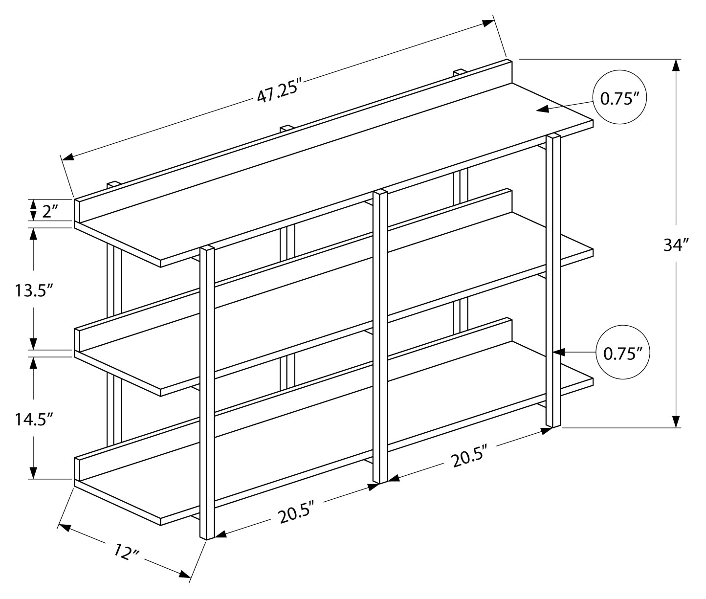 ACCENT TABLE - 48"L / ESPRESSO / BLACK METAL HALL CONSOLE #I 2215