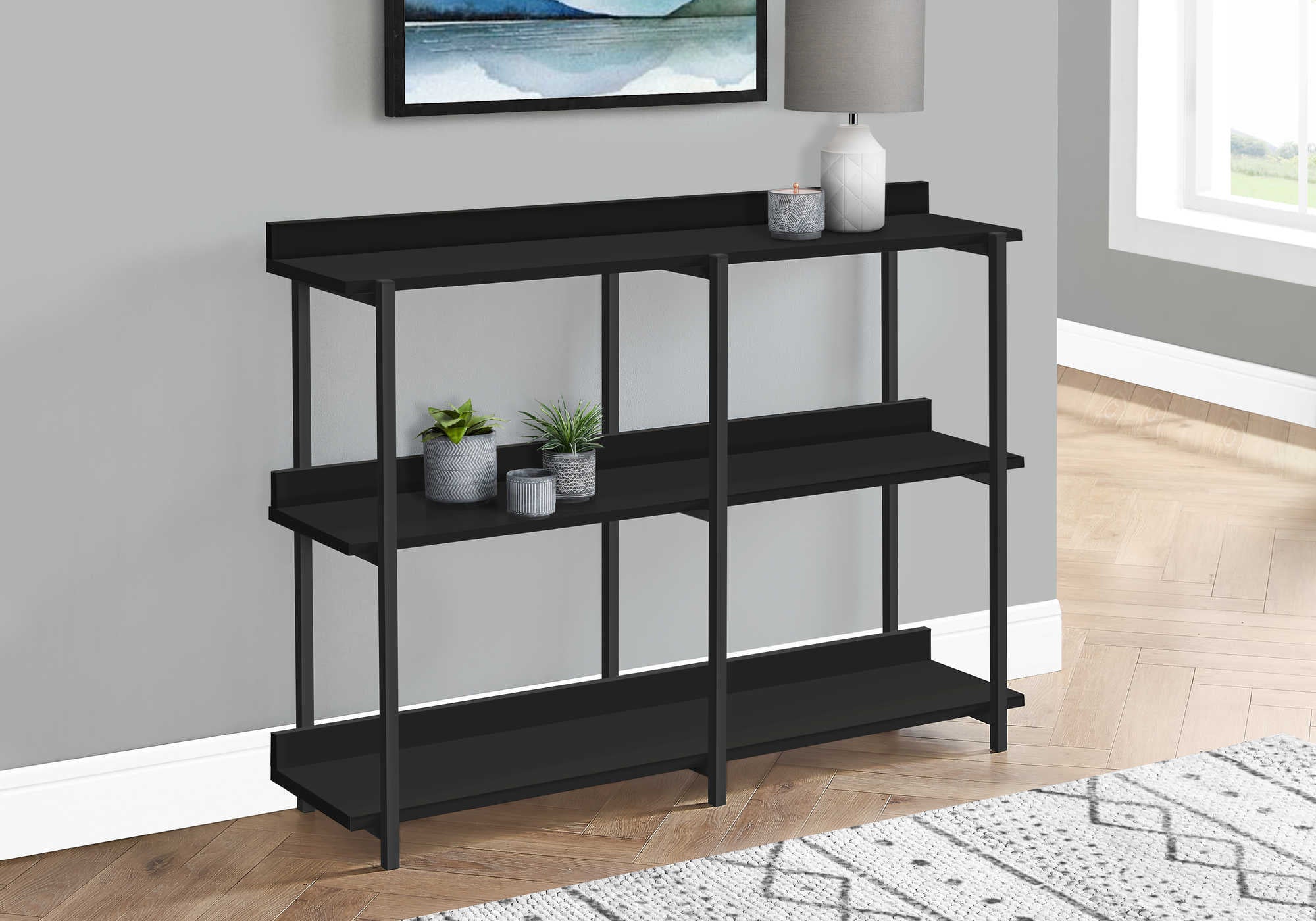 ACCENT TABLE - 48"L / BLACK / BLACK METAL HALL CONSOLE #I 2219