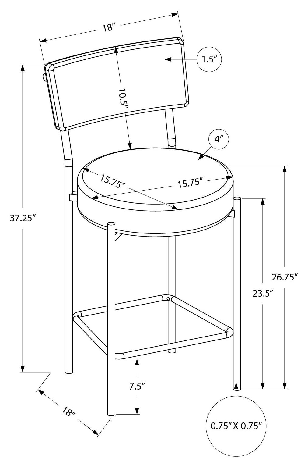 BARSTOOL - 2PCS/ 37"H/ BLACK / BLACK METAL COUNTER HEIGHT # I 2245