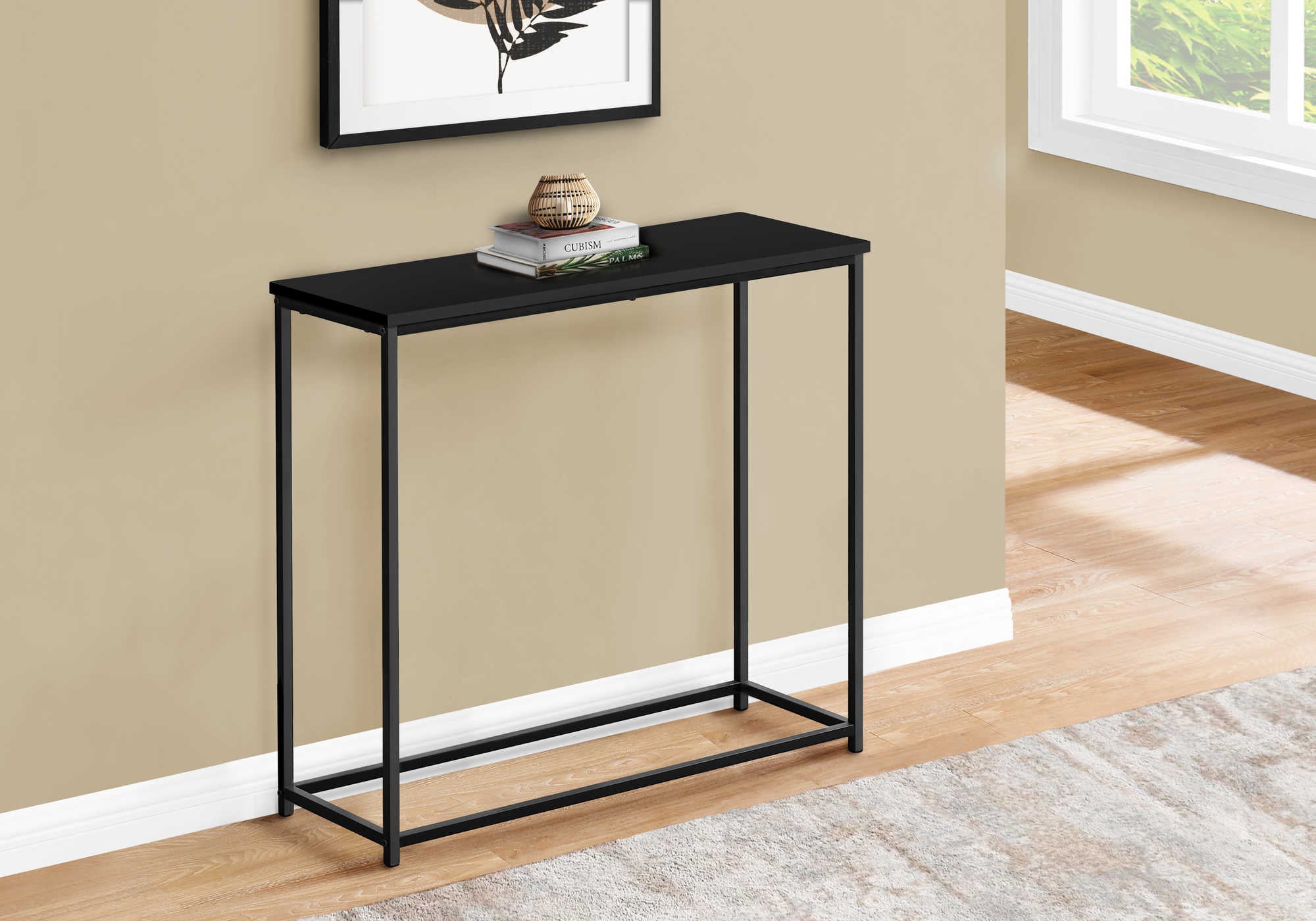 TABLE D'APPOINT - 32"L / NOIR / CONSOLE D'ENTRÉE EN MÉTAL NOIR #I 2250