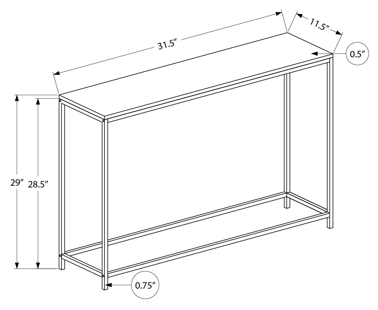 ACCENT TABLE - 32"L / BLACK / BLACK METAL HALL CONSOLE #I 2250