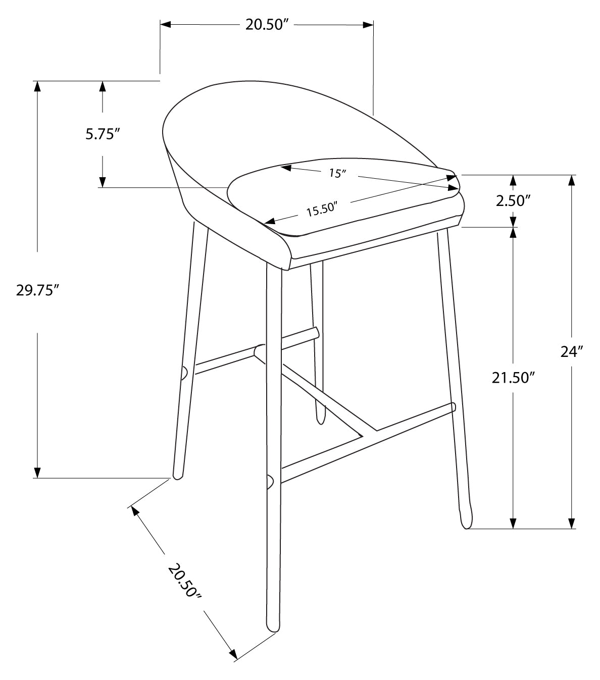 TABOURET DE BAR - 2PCS / BLANC / BASE CHROMÉE / HAUTEUR DE COMPTOIR # I 2296