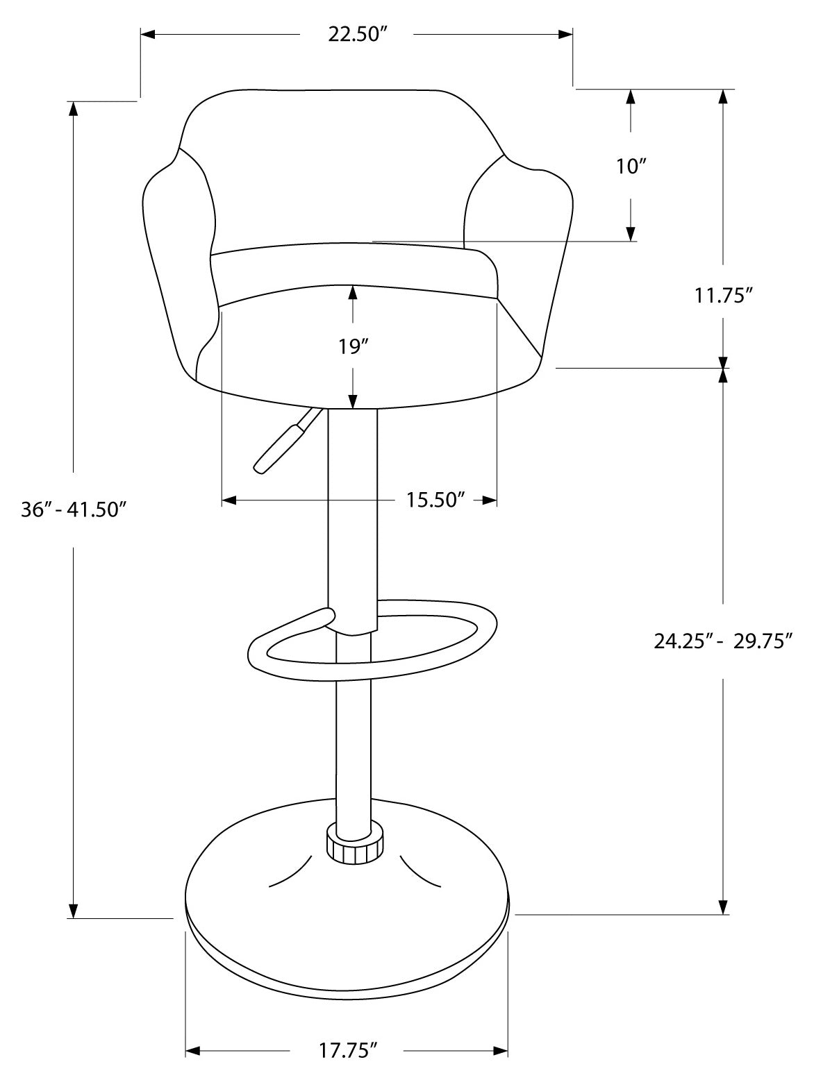 TABOURET DE BAR - NOIR / MÉTAL CHROME ÉLÉVATEUR HYDRAULIQUE # I 2357